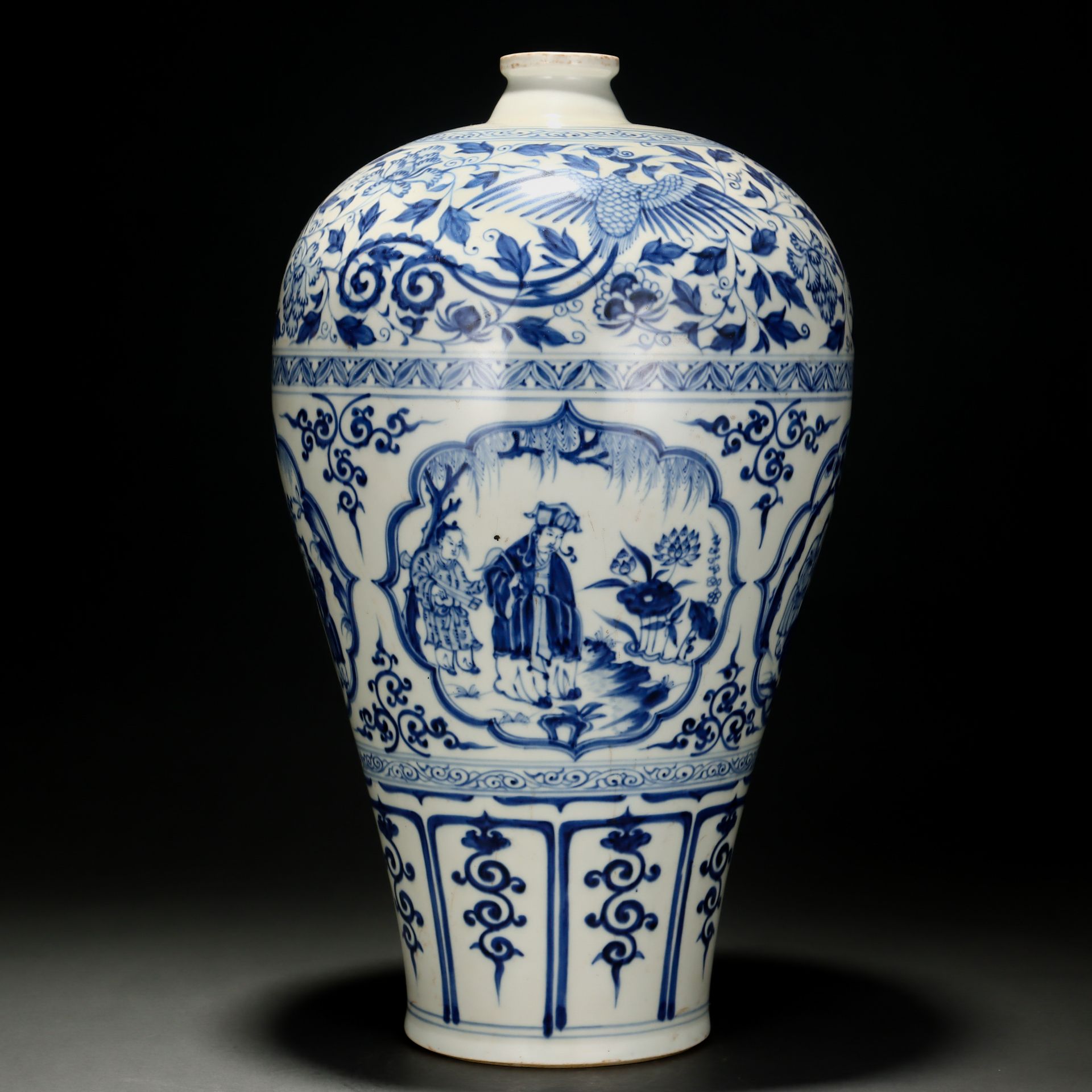 A Chinese Blue and White Figural Story Vase Meiping - Bild 4 aus 9