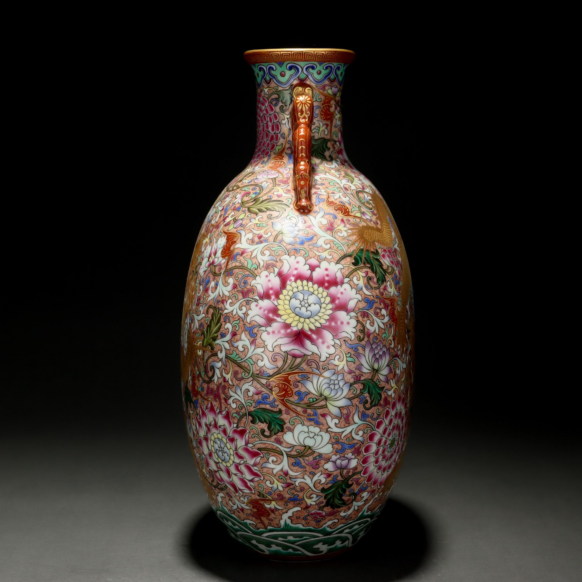 A Chinese Famille Rose and Gilt Dragon Moon Flask - Image 2 of 9