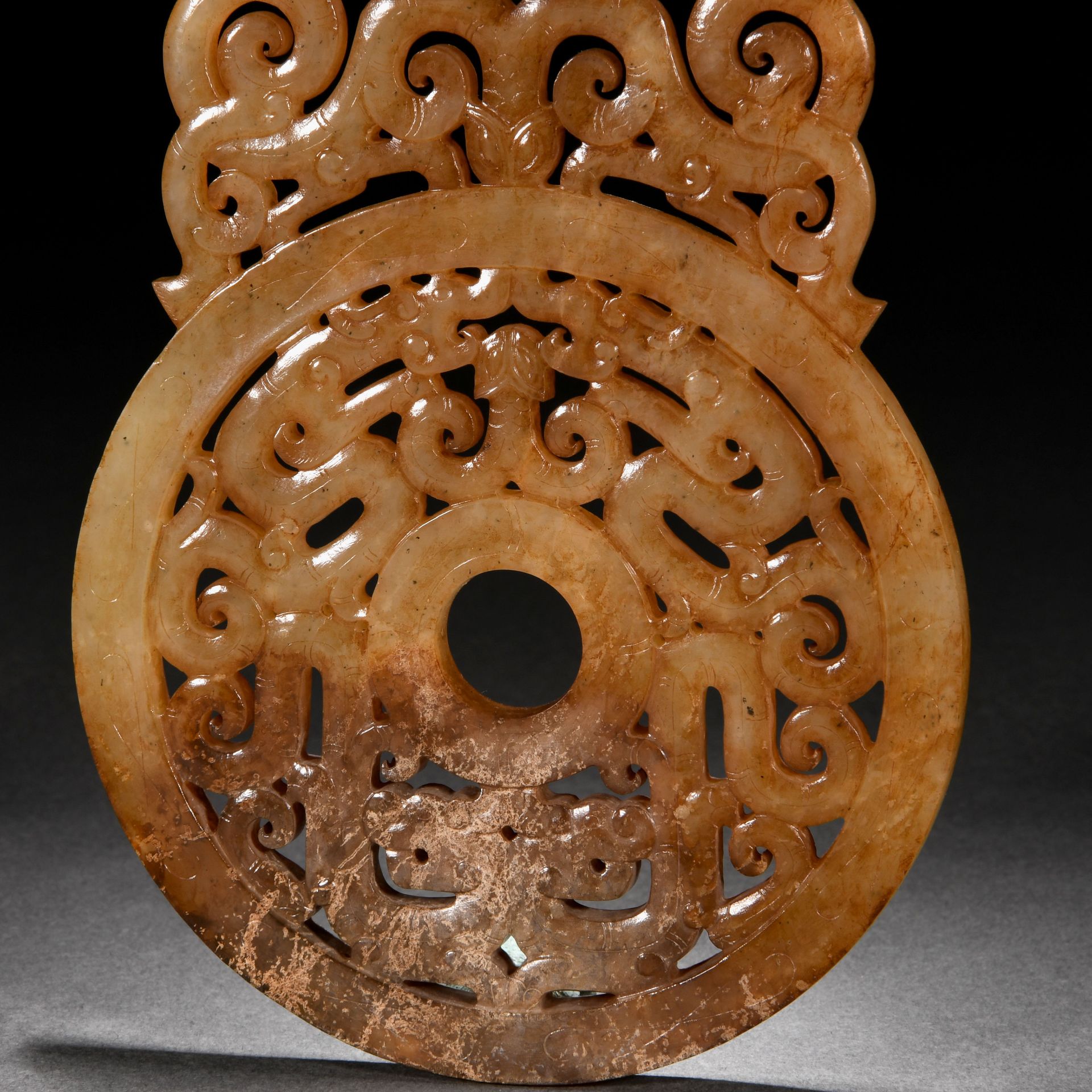 A Chinese Carved Jade Disc Bi - Image 4 of 8