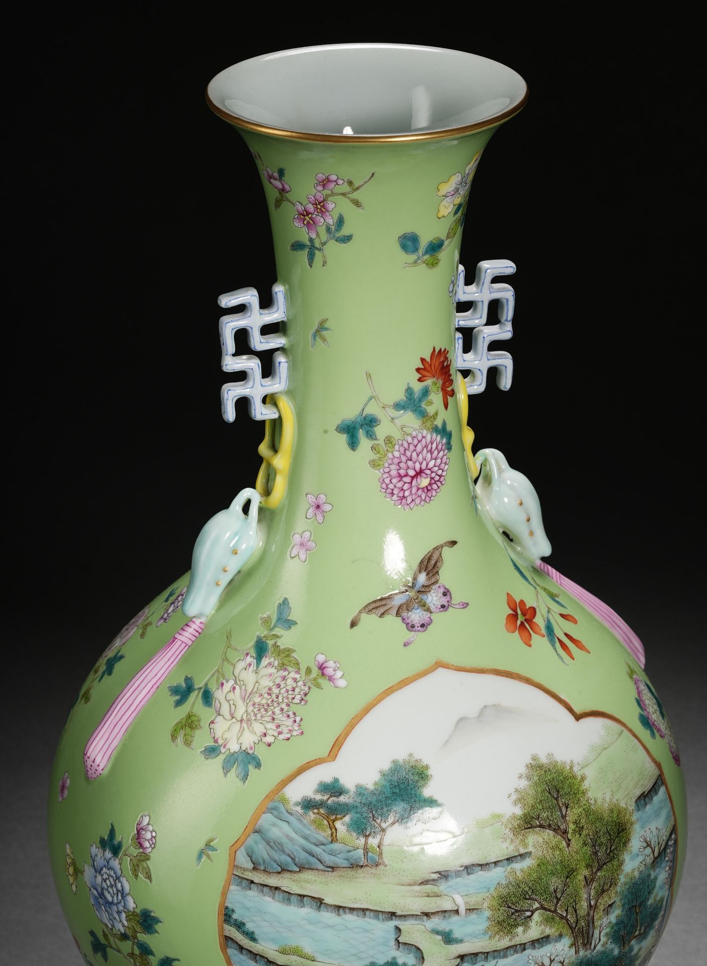 A Chinese Famille Rose Buffalo Vase - Image 3 of 11