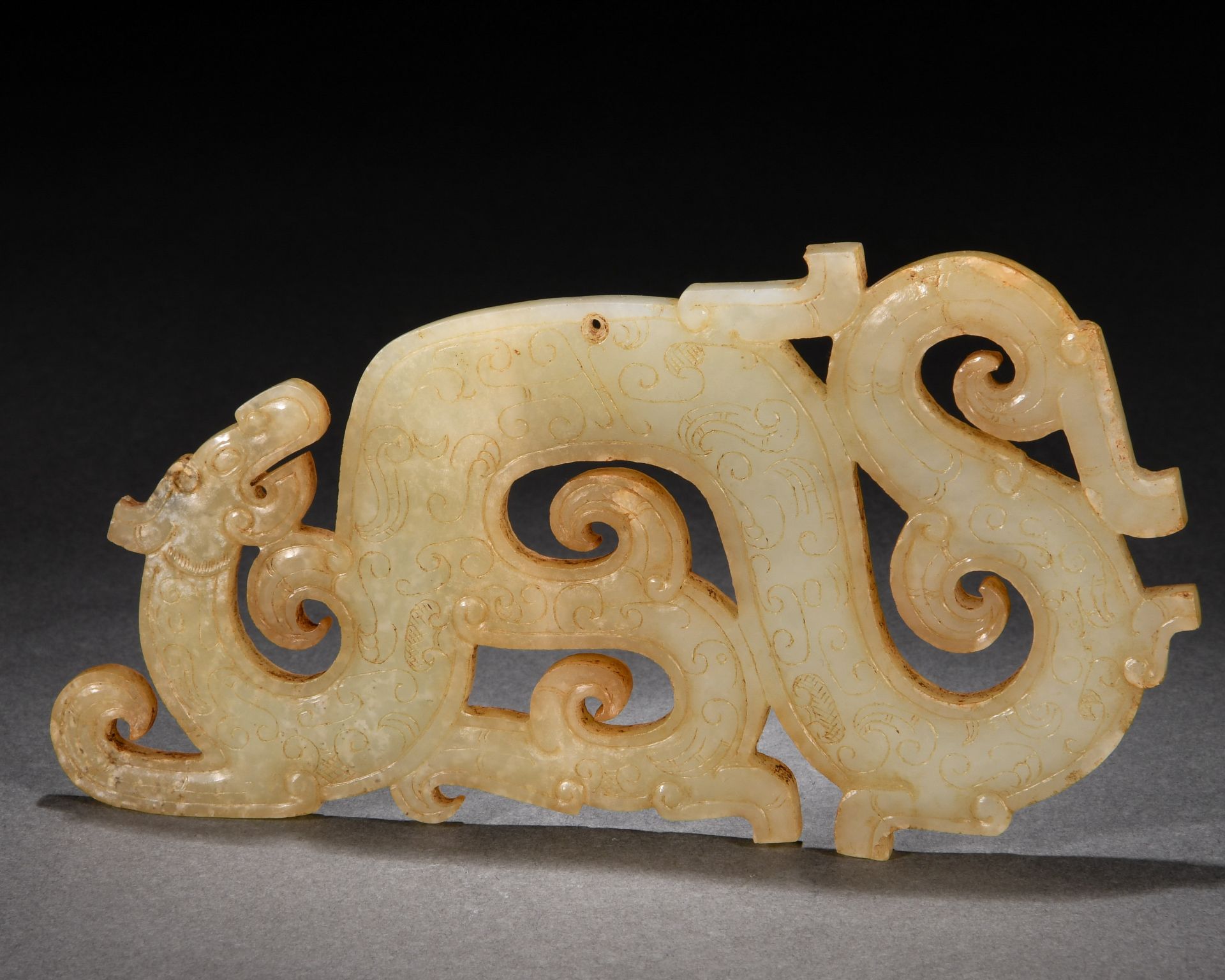 A Chinese Carved Jade Dragon Ornament - Image 3 of 7