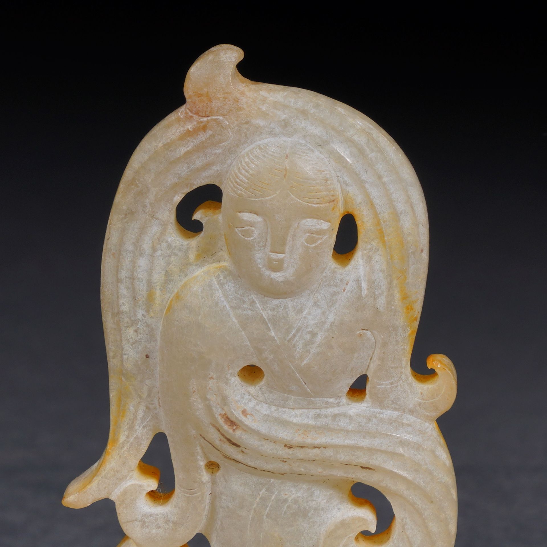 A Chinese Carved White Jade Dancing Figure - Image 2 of 11