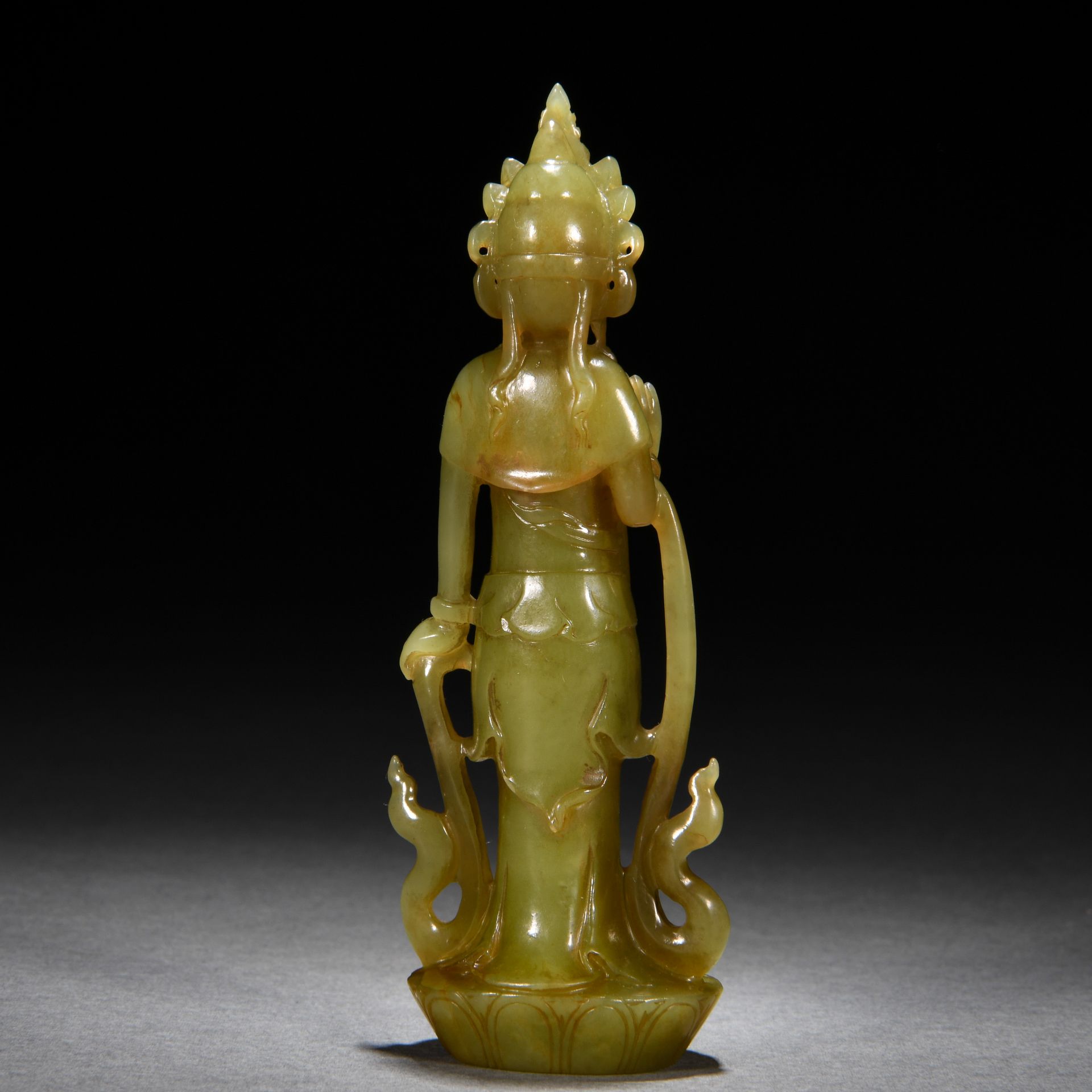 A Chinese Carved Jade Standing Guanyin - Image 5 of 7