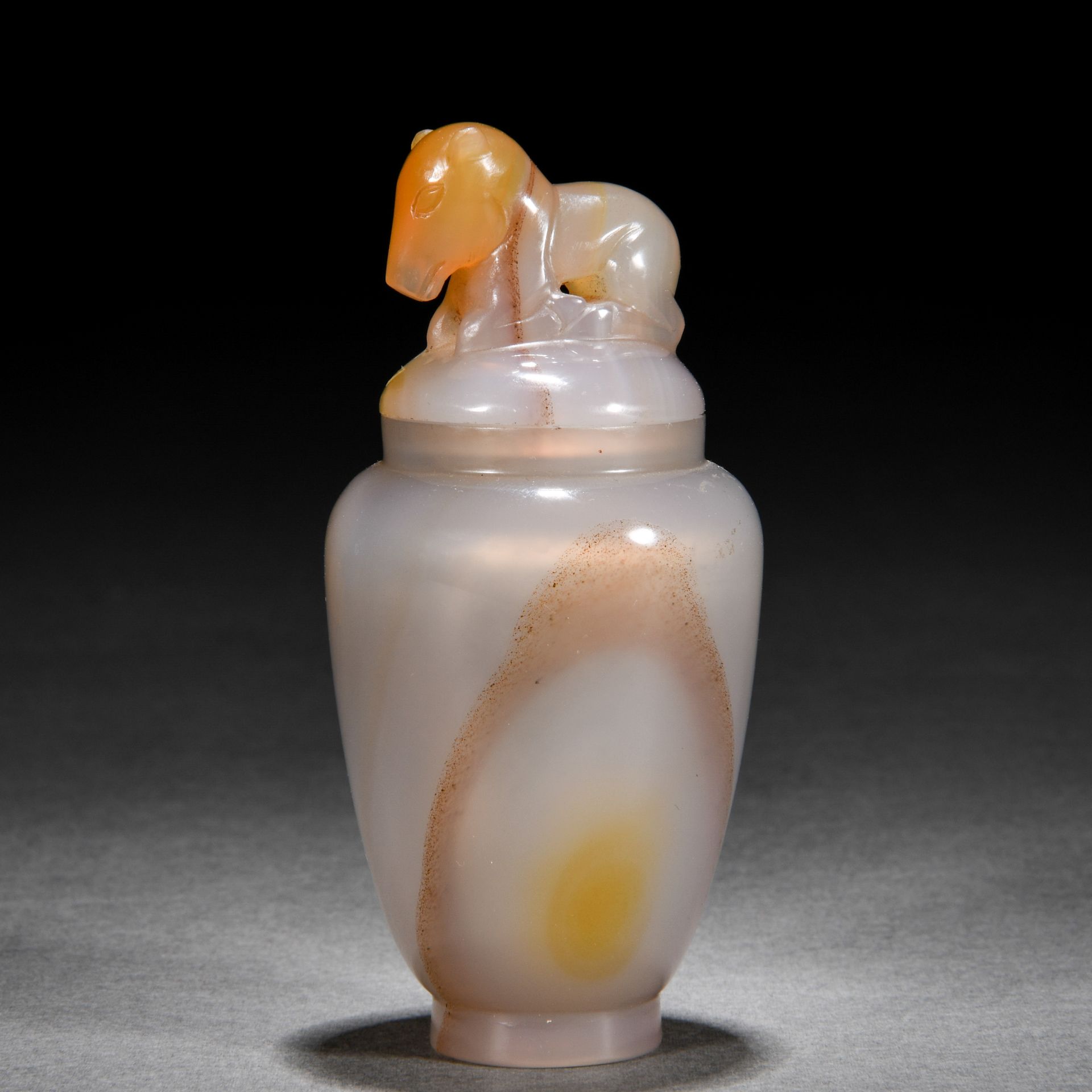 A Chinese Carved Agate Vase with Cover