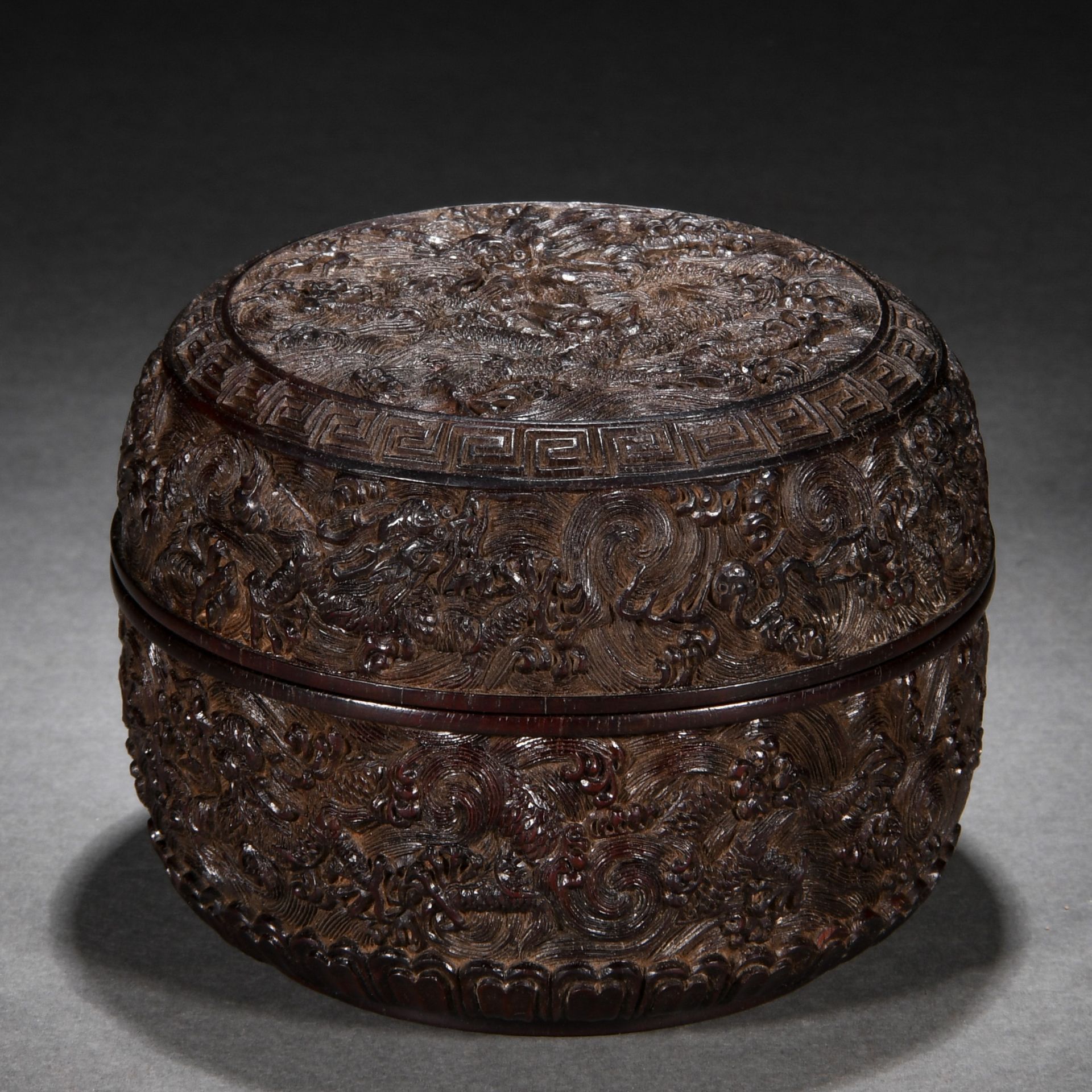 A Chinese Carved Rosewood Box with Cover - Image 2 of 8