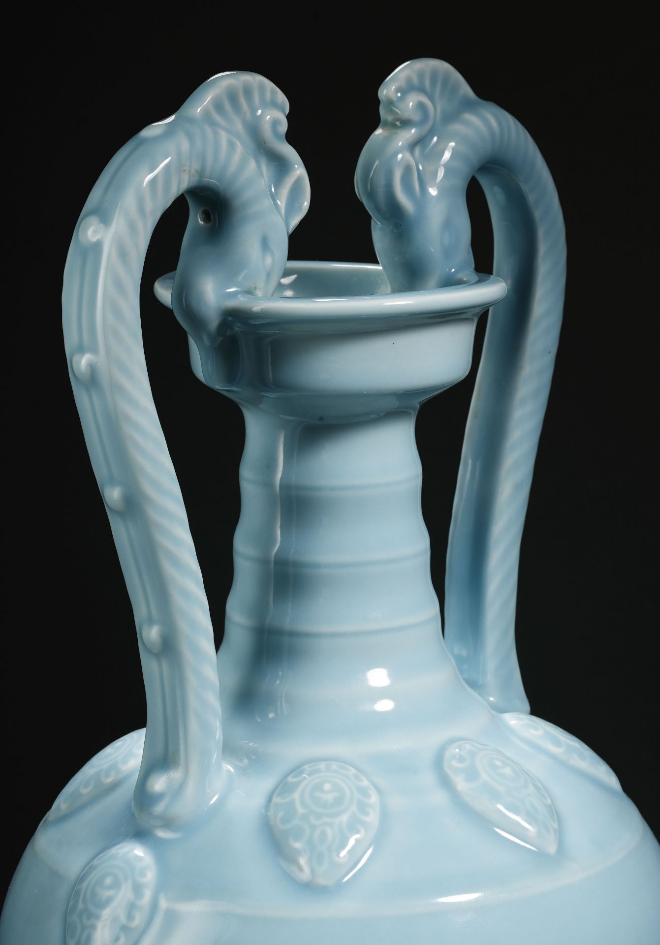 A Chinese Sky Blue Glaze Dragon Zun Vase - Image 4 of 13