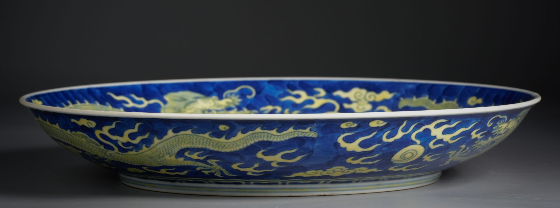 A Chinese Underglaze Blue and Yellow Enameled Dish - Image 8 of 11