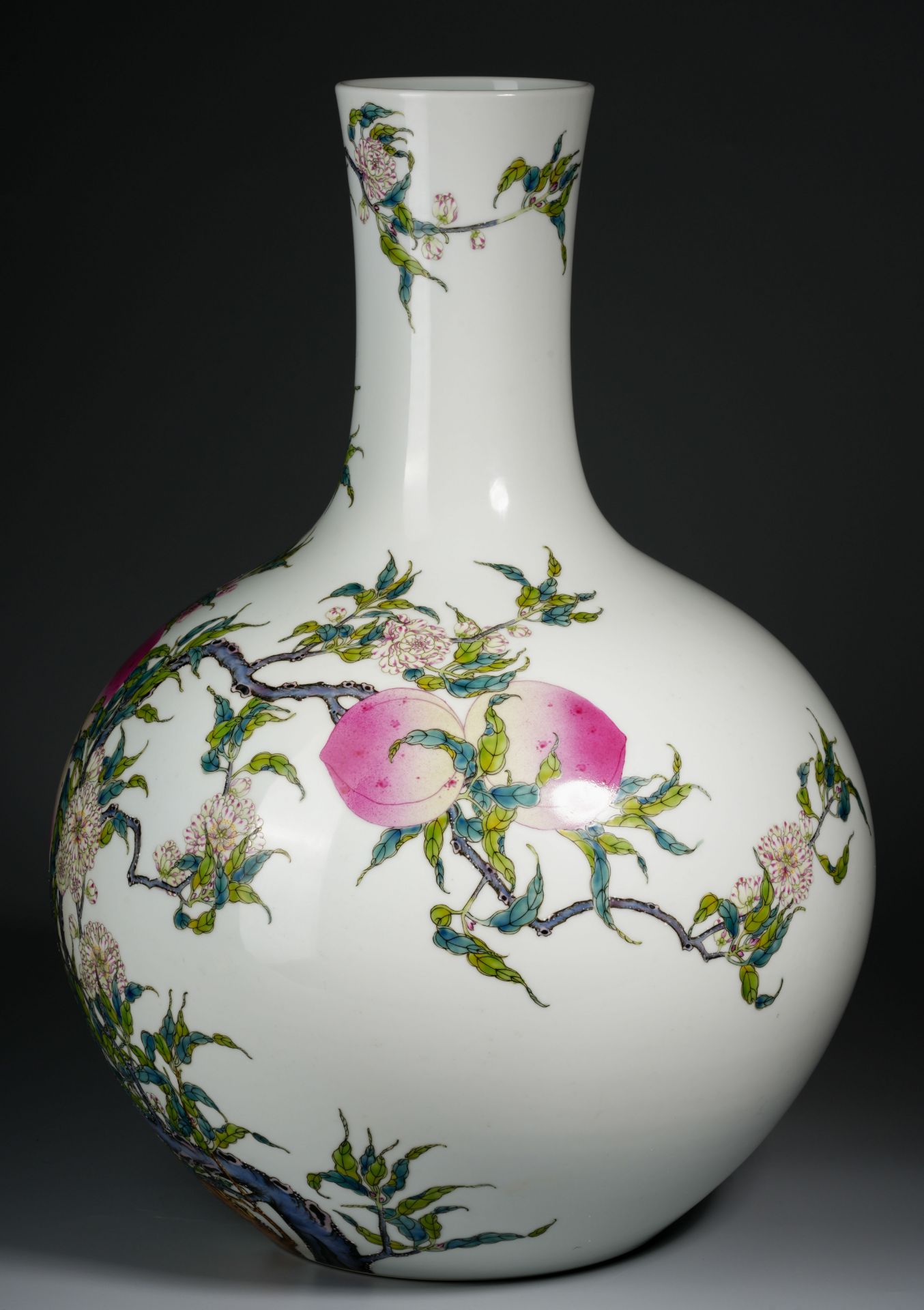 A Chinese Famille Rose Peaches Globular Vase - Image 5 of 11