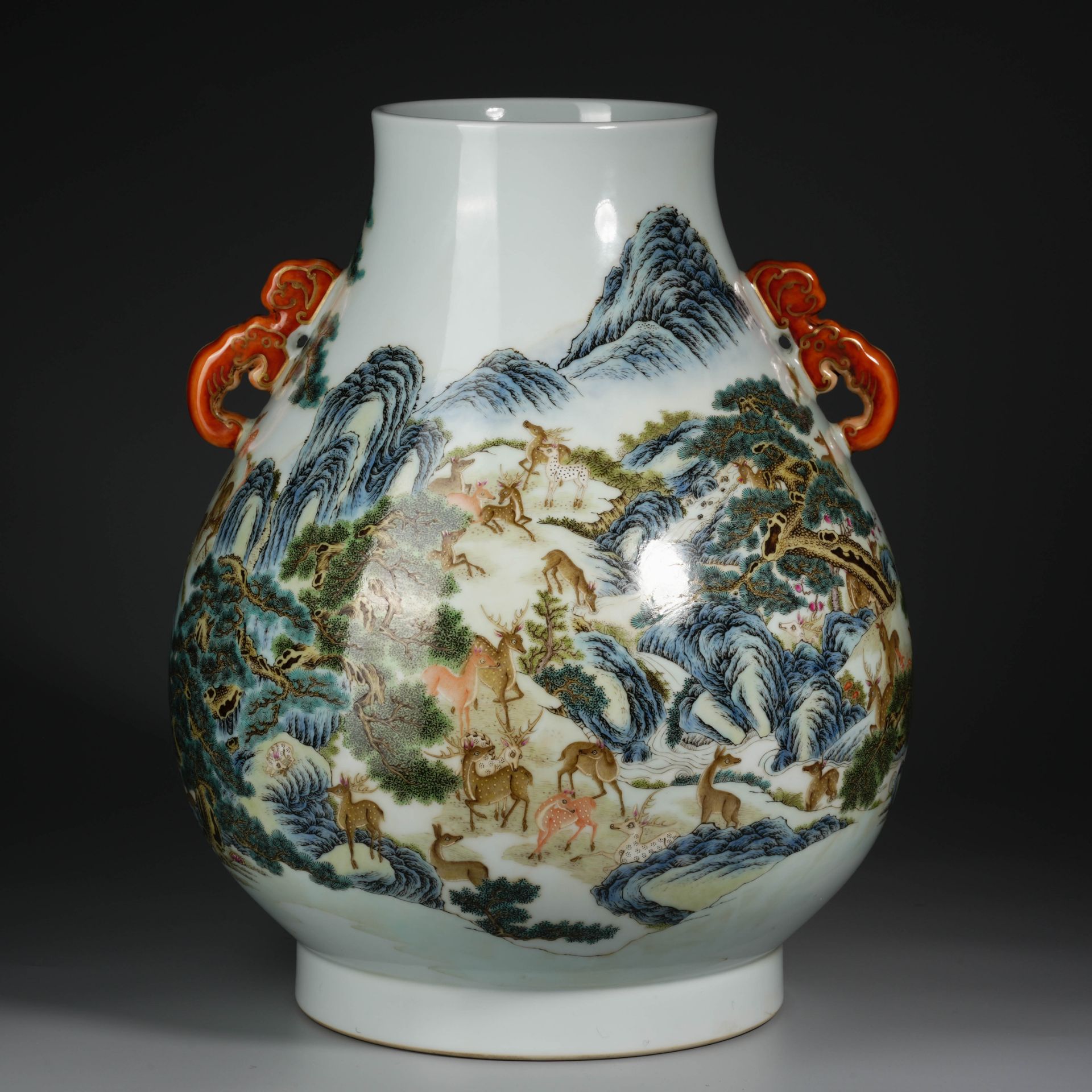 A Chinese Famille Rose Hundred Deers Zun Vase - Image 2 of 15