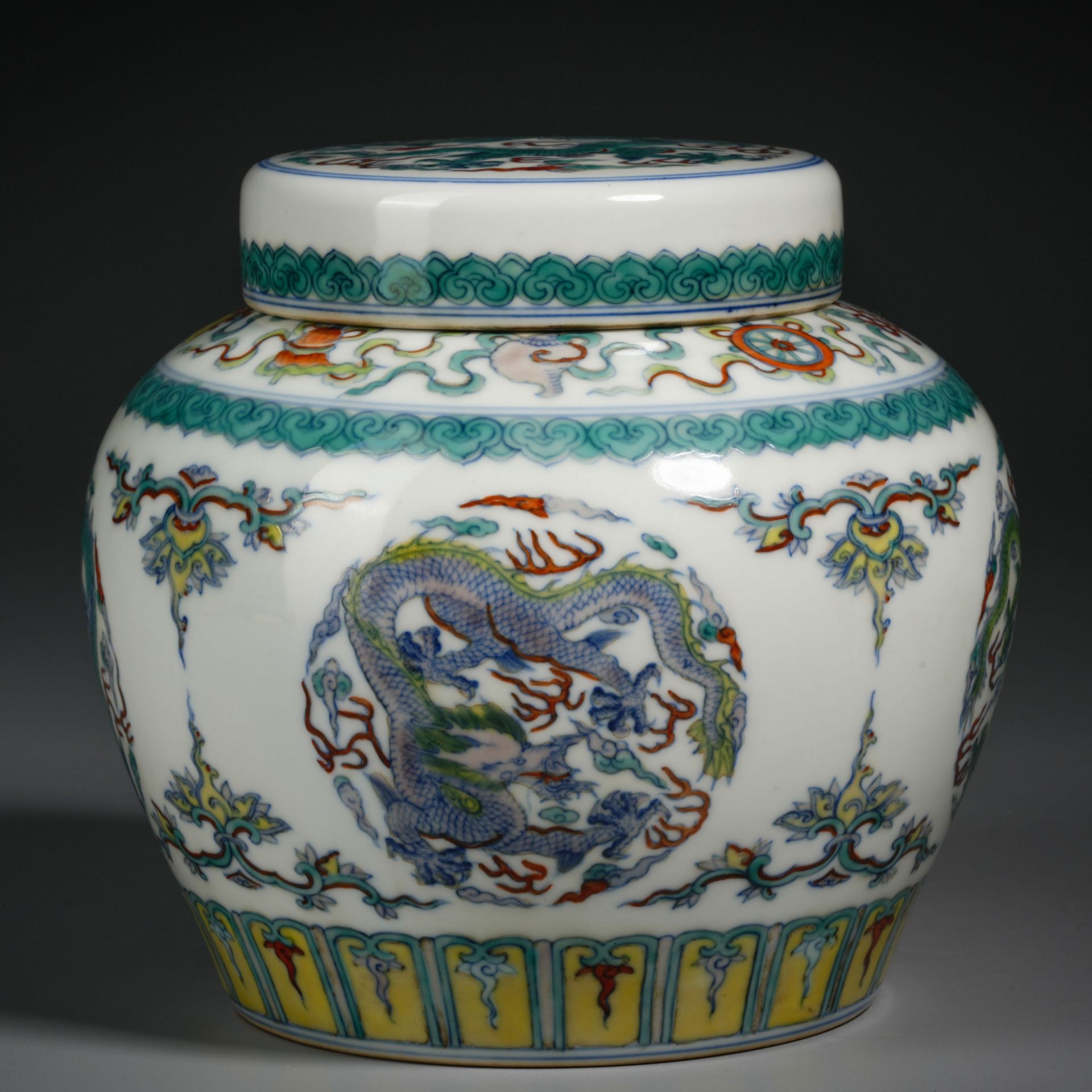 A Chinese Doucai Glaze Medallion Jar with Cover - Image 2 of 13