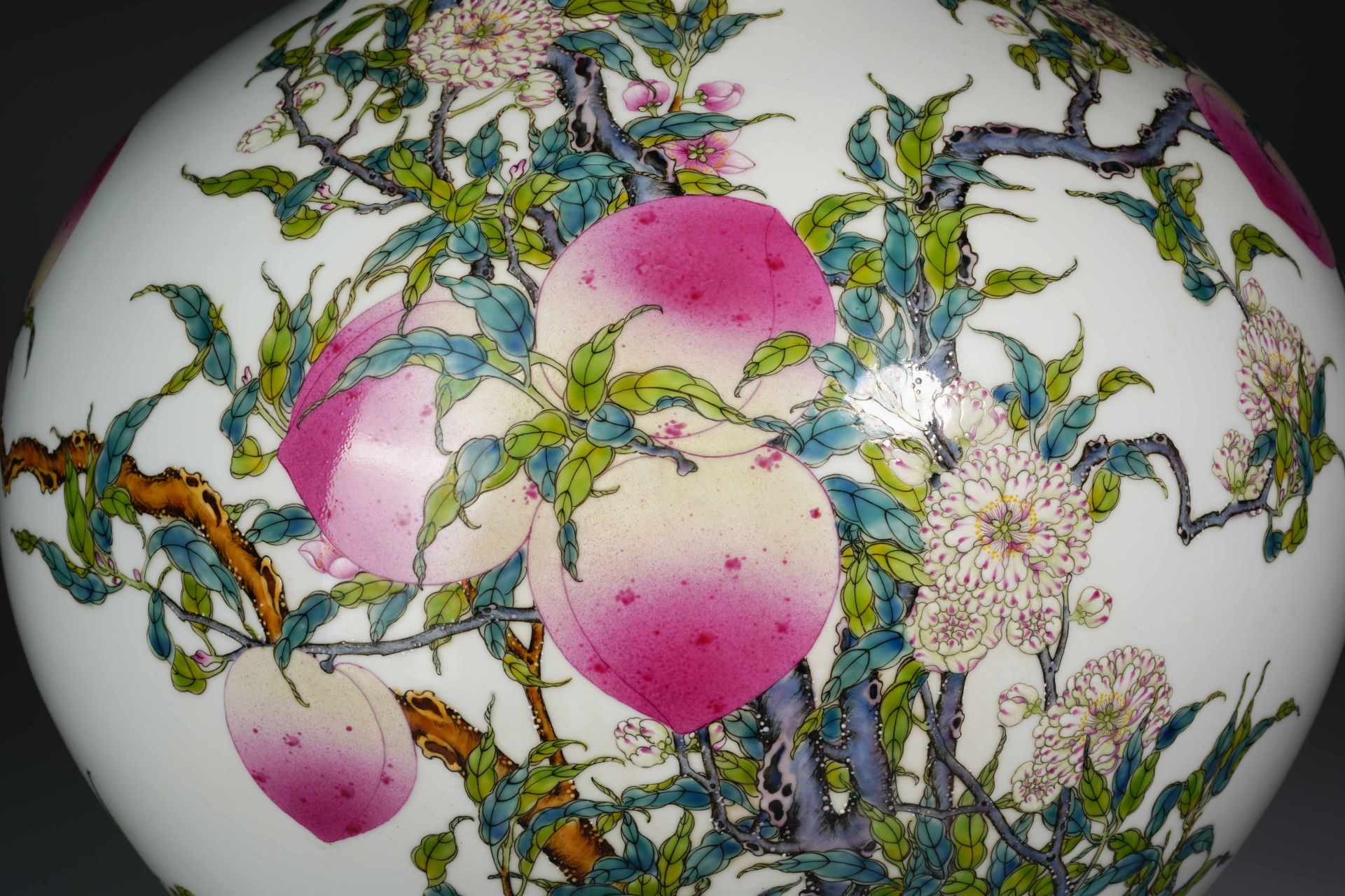 A Chinese Famille Rose Peaches Globular Vase - Image 4 of 11