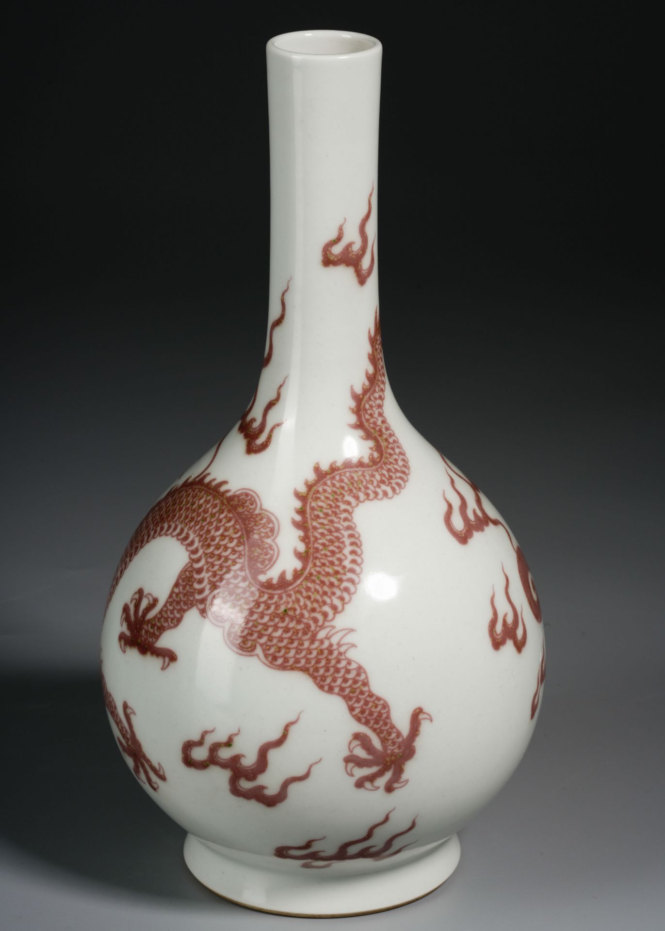 A Chinese Copper Red Dragon Bottle Vase - Image 4 of 9