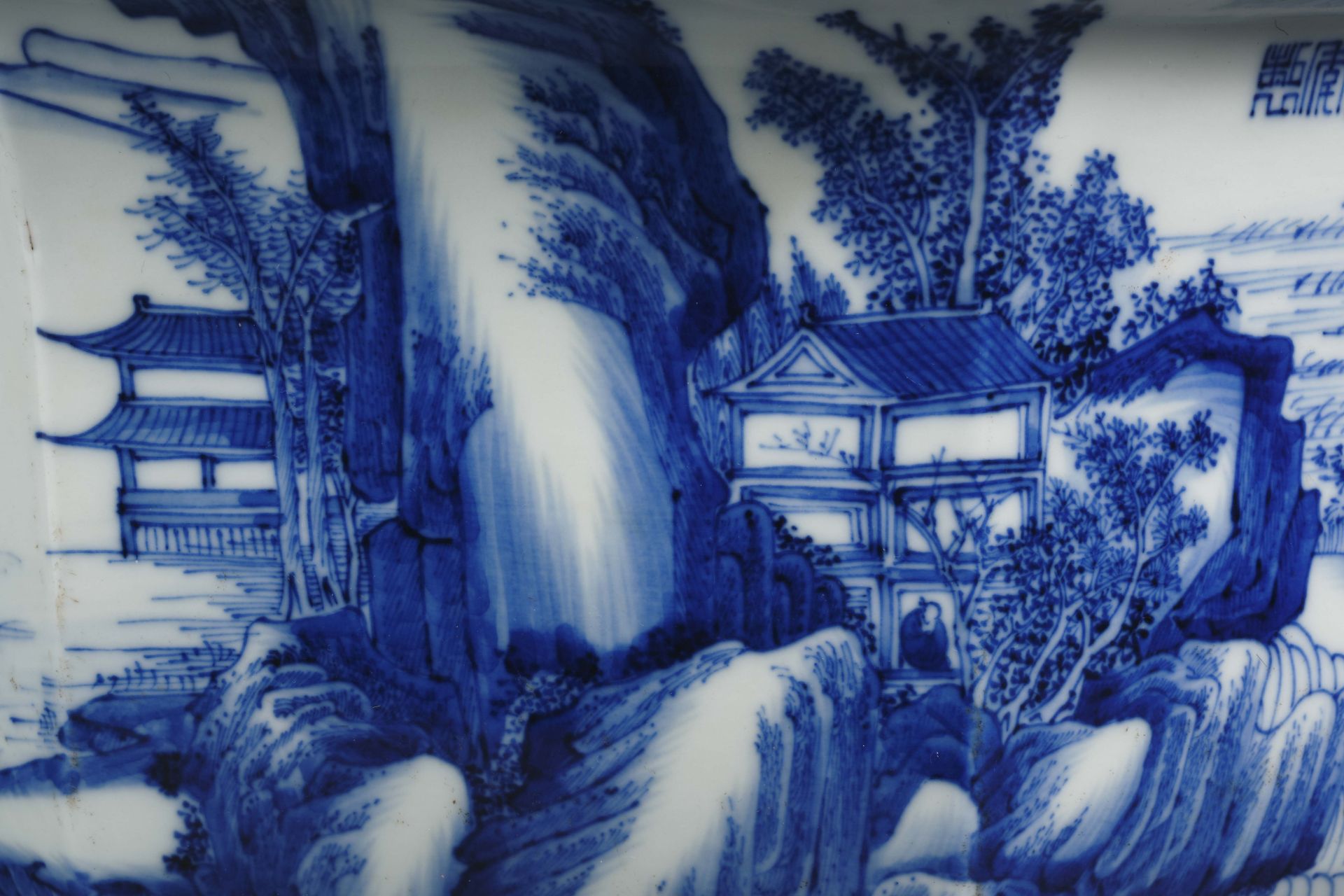 A Chinese Blue and White Figures among Landscape Tank - Image 7 of 11