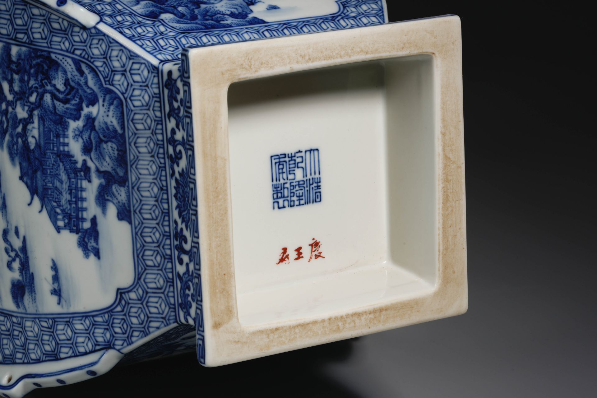 A Chinese Blue and White Landscape Vase - Image 10 of 11