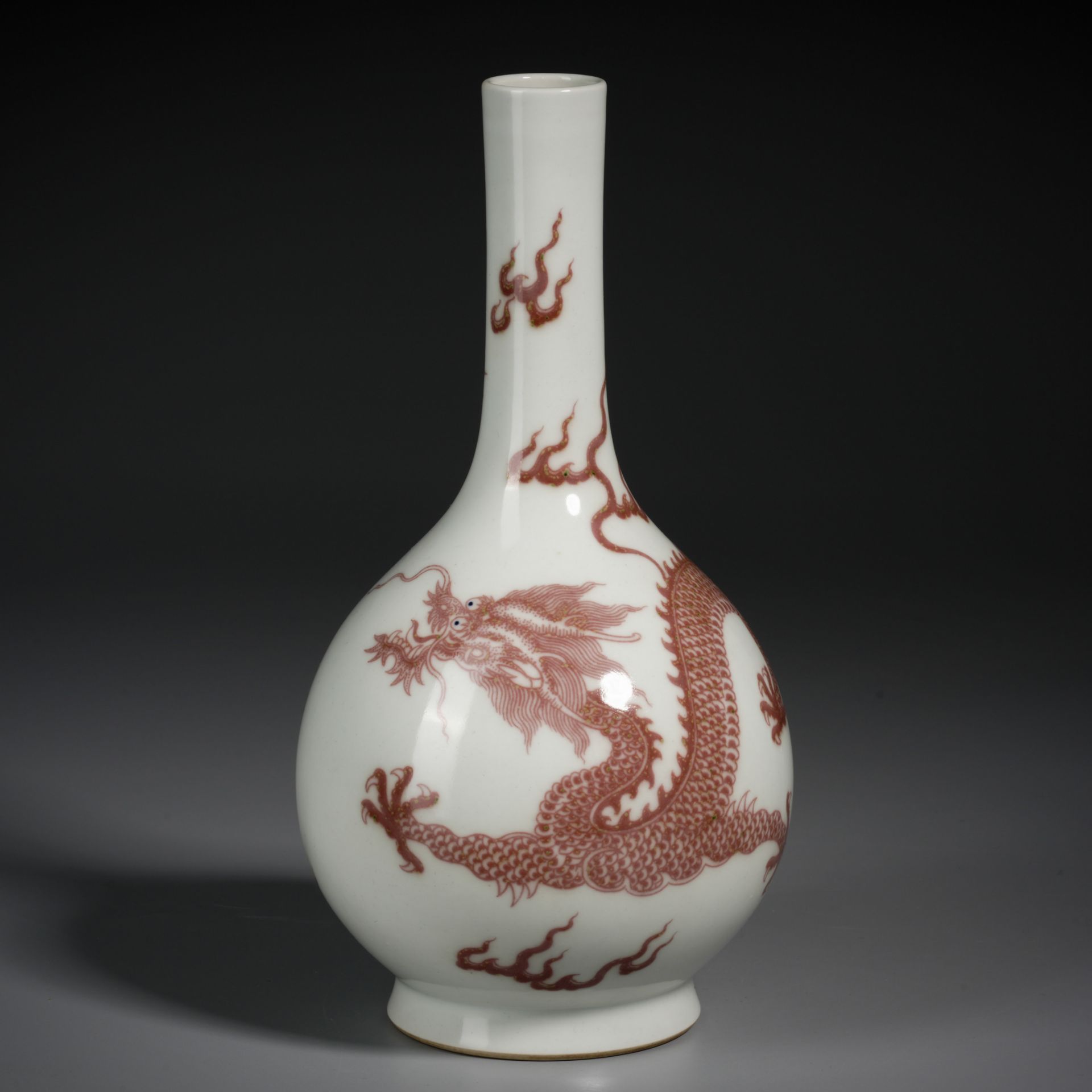 A Chinese Copper Red Dragon Bottle Vase - Image 2 of 9