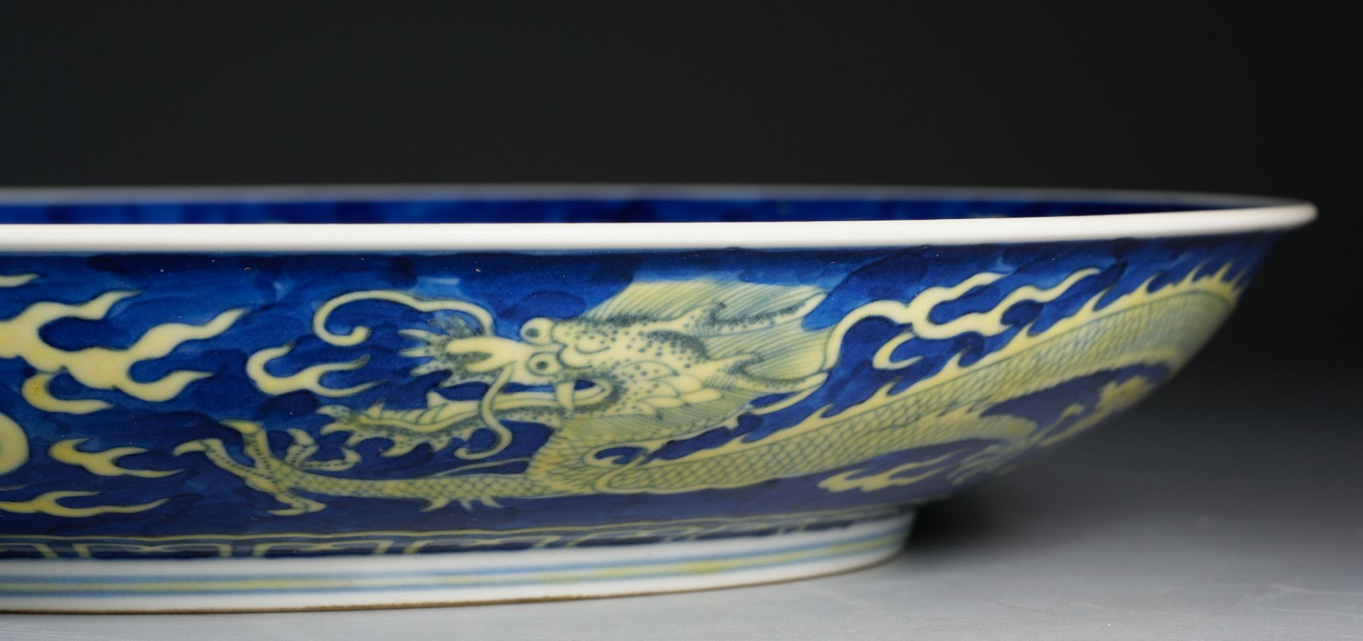 A Chinese Underglaze Blue and Yellow Enameled Dish - Image 7 of 11