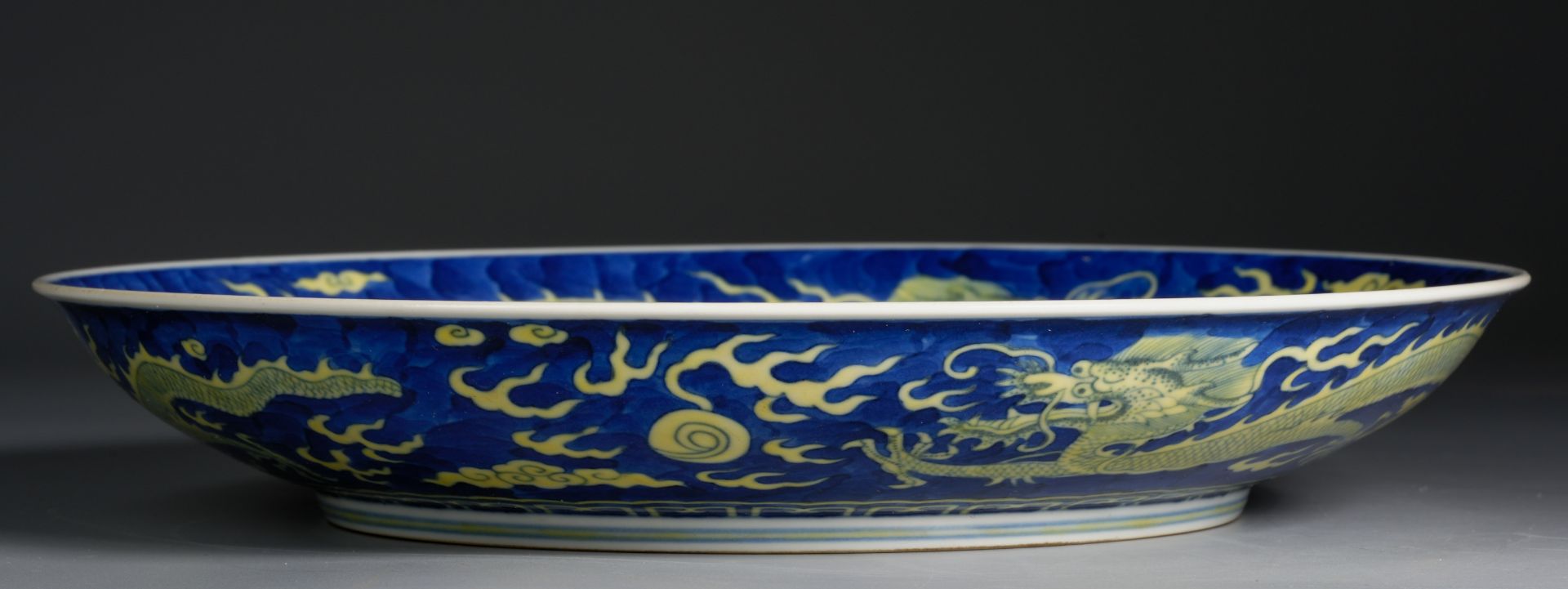 A Chinese Underglaze Blue and Yellow Enameled Dish - Image 6 of 11