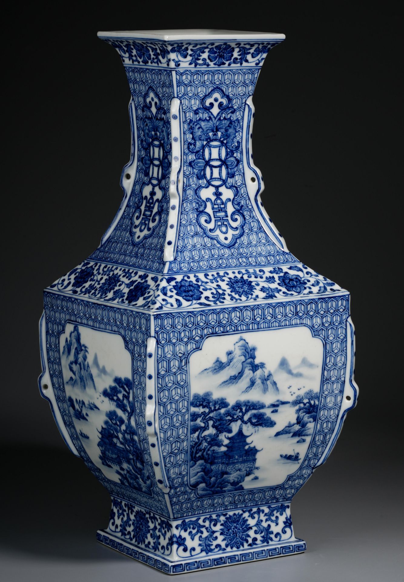 A Chinese Blue and White Landscape Vase - Image 3 of 11