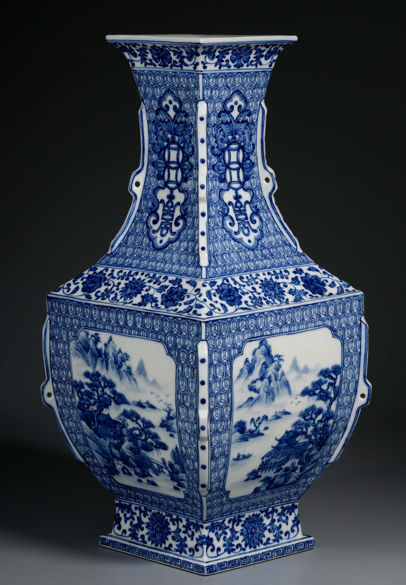 A Chinese Blue and White Landscape Vase - Image 2 of 11