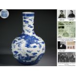 A Chinese Blue and White Dragons Globular Vase