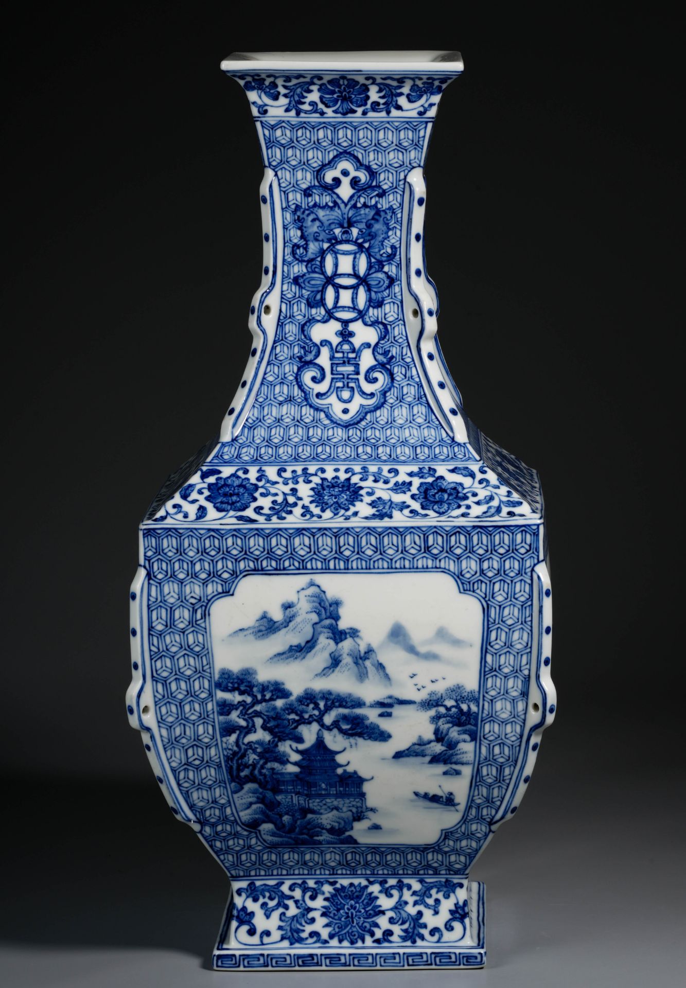 A Chinese Blue and White Landscape Vase - Image 4 of 11