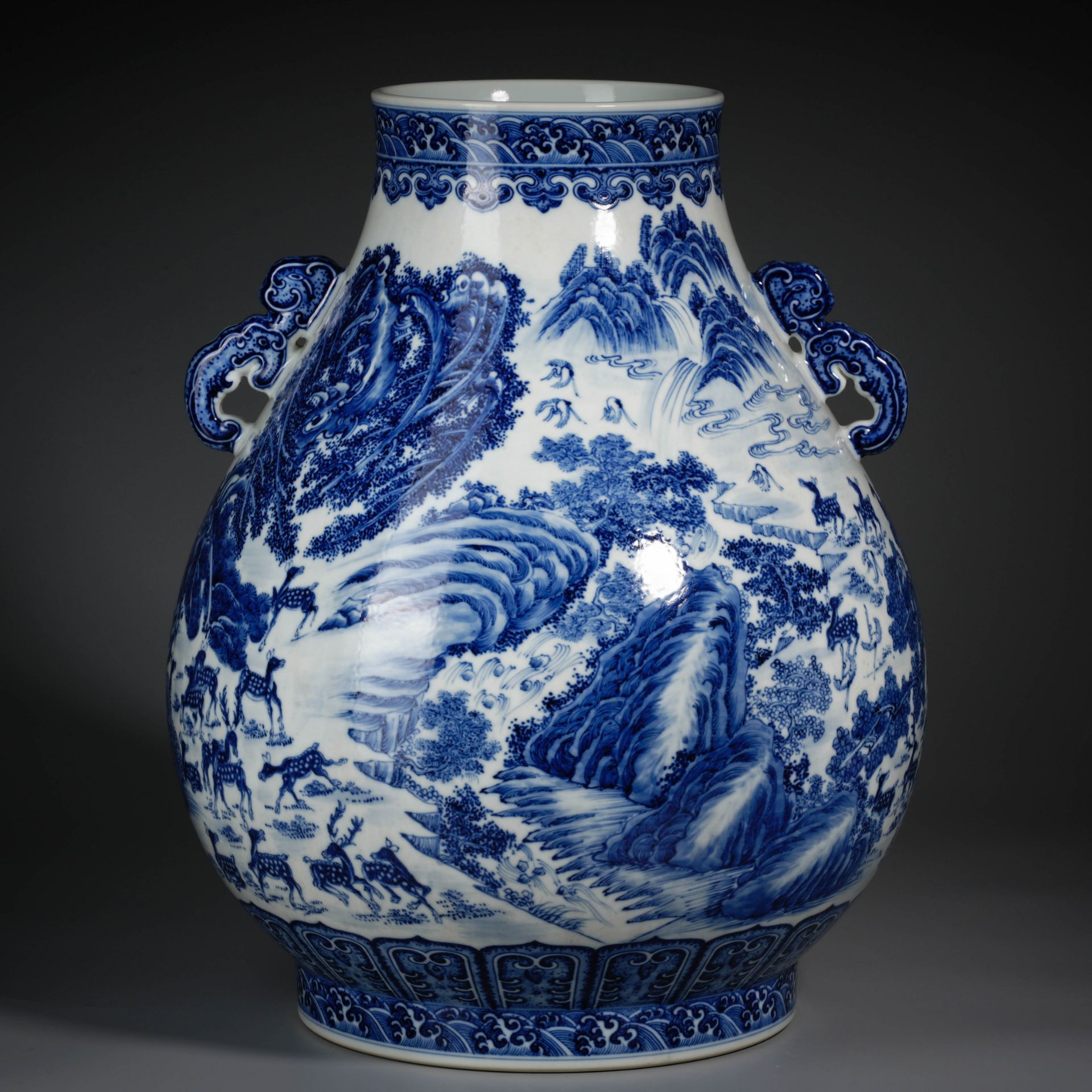 A Chinese Blue and White Hundred Deers Zun Vase - Image 2 of 14