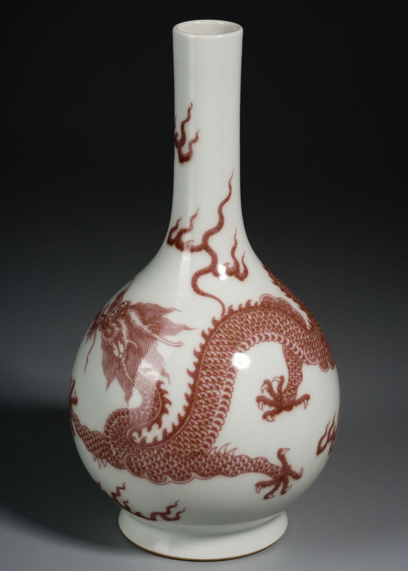 A Chinese Copper Red Dragon Bottle Vase - Image 3 of 9
