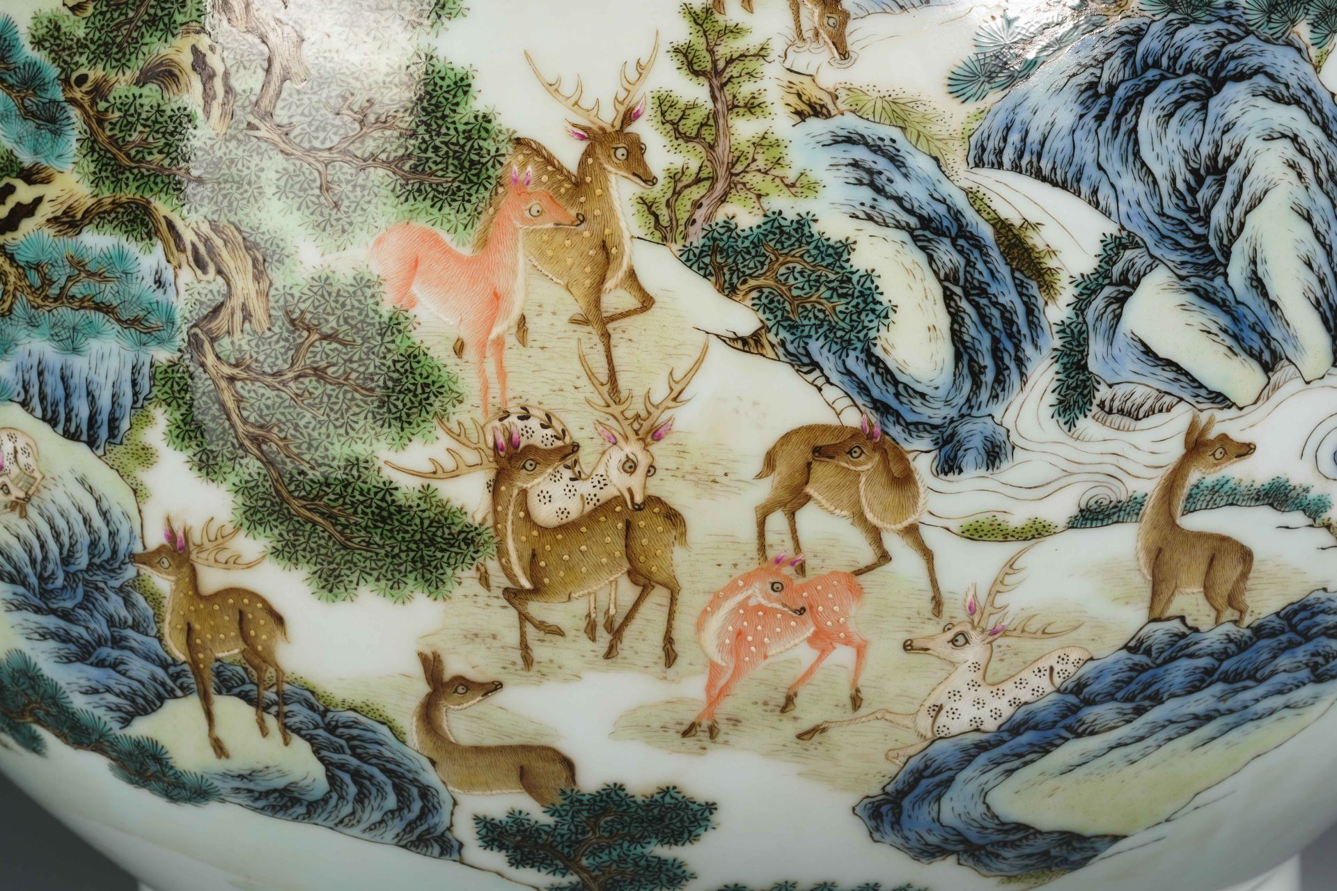 A Chinese Famille Rose Hundred Deers Zun Vase - Image 3 of 15