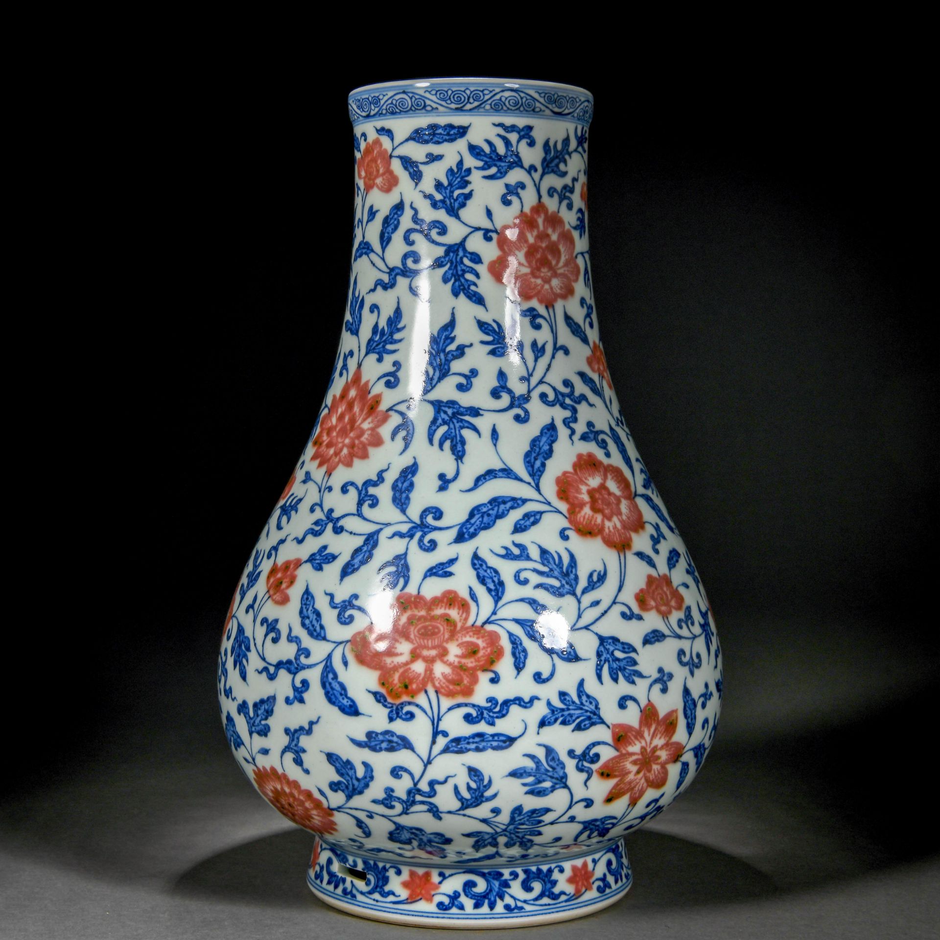 A Chinese Underglaze Blue And Copper Red Peony Vase - Image 4 of 11