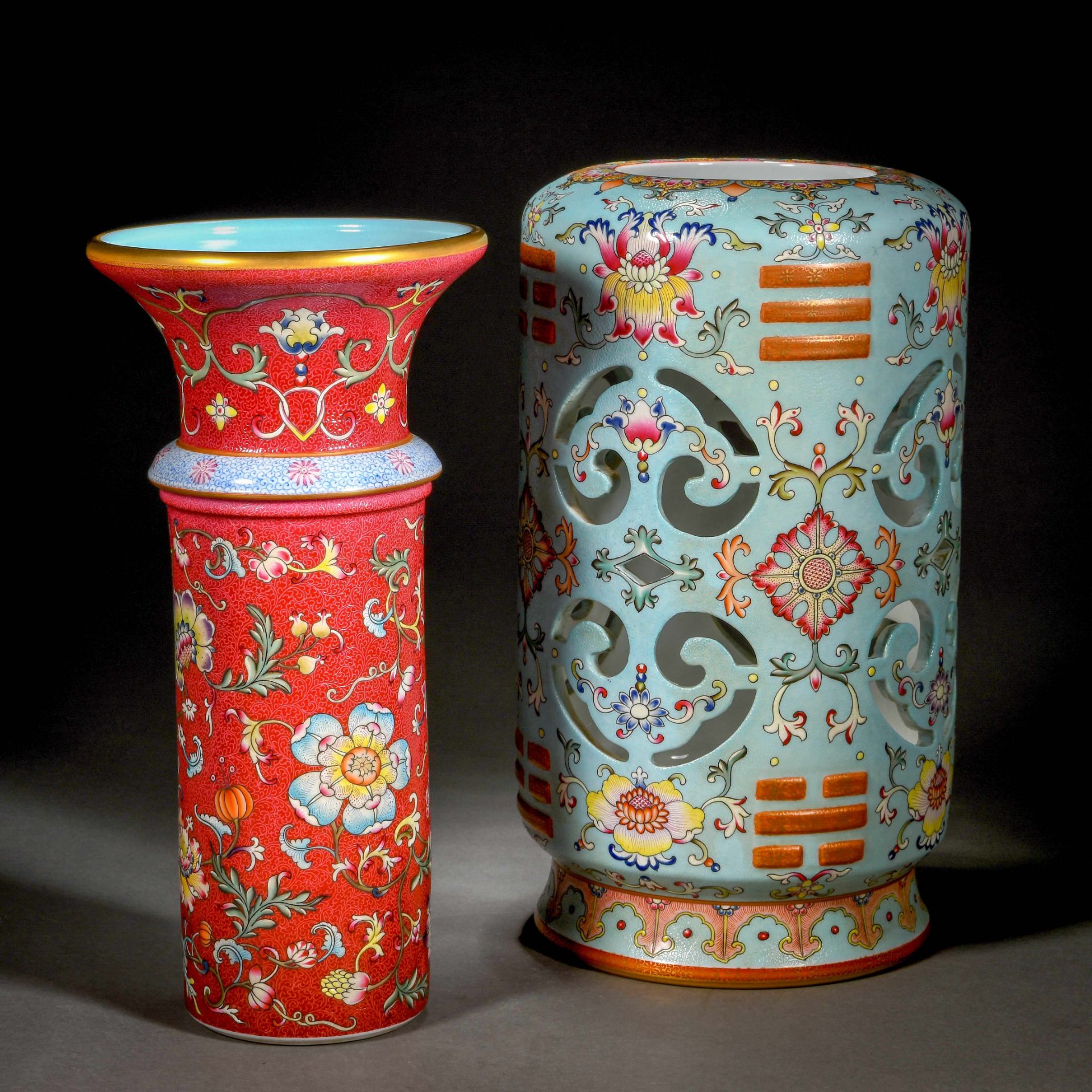 A Chinese Falangcai Glaze Mallet Vase - Bild 10 aus 13