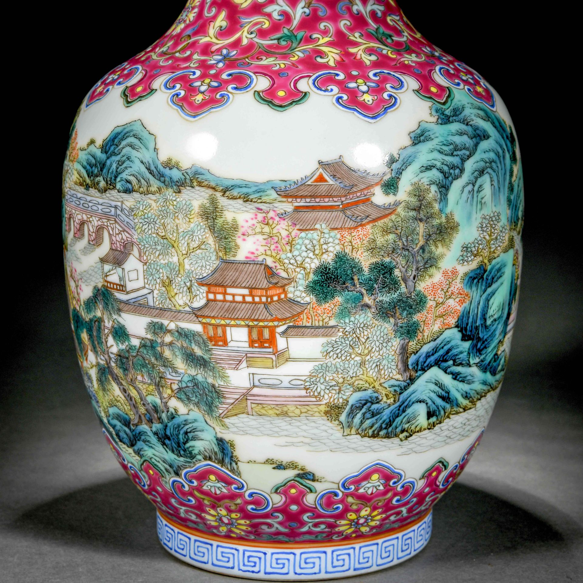 A Chinese Famille Rose Landscape Vase - Image 6 of 12