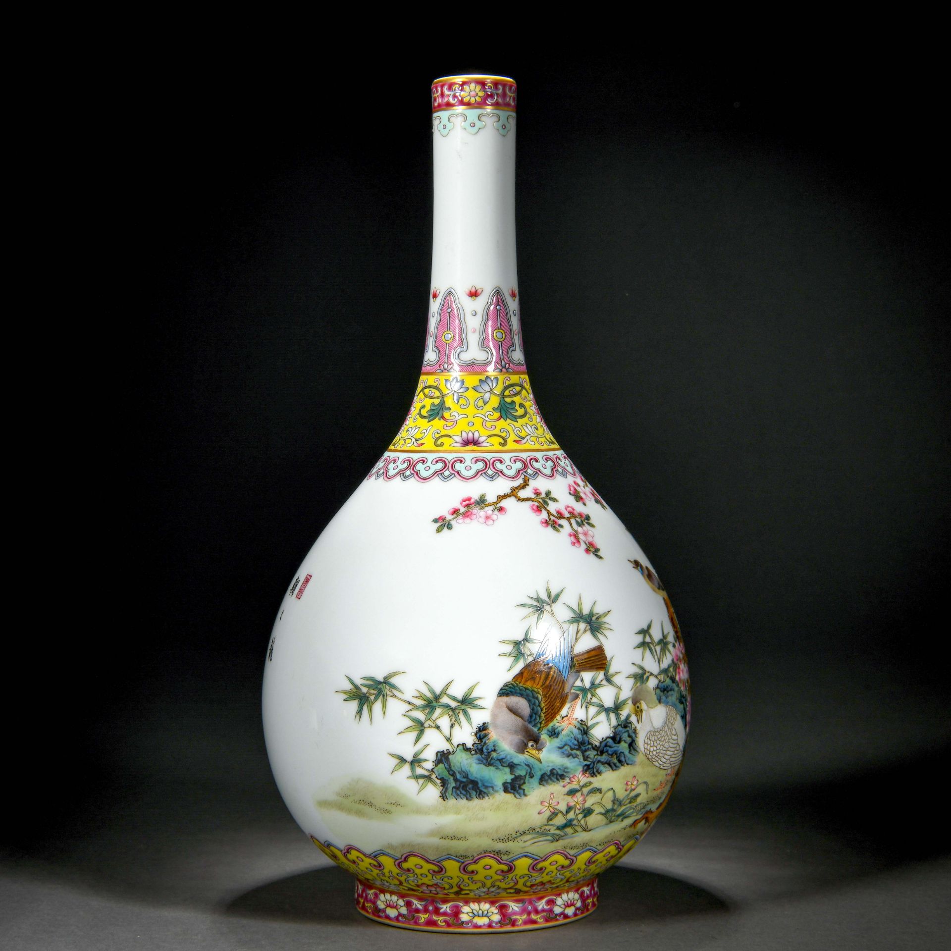 A Chinese Famille Rose Magpies Bottle Vase - Image 4 of 11