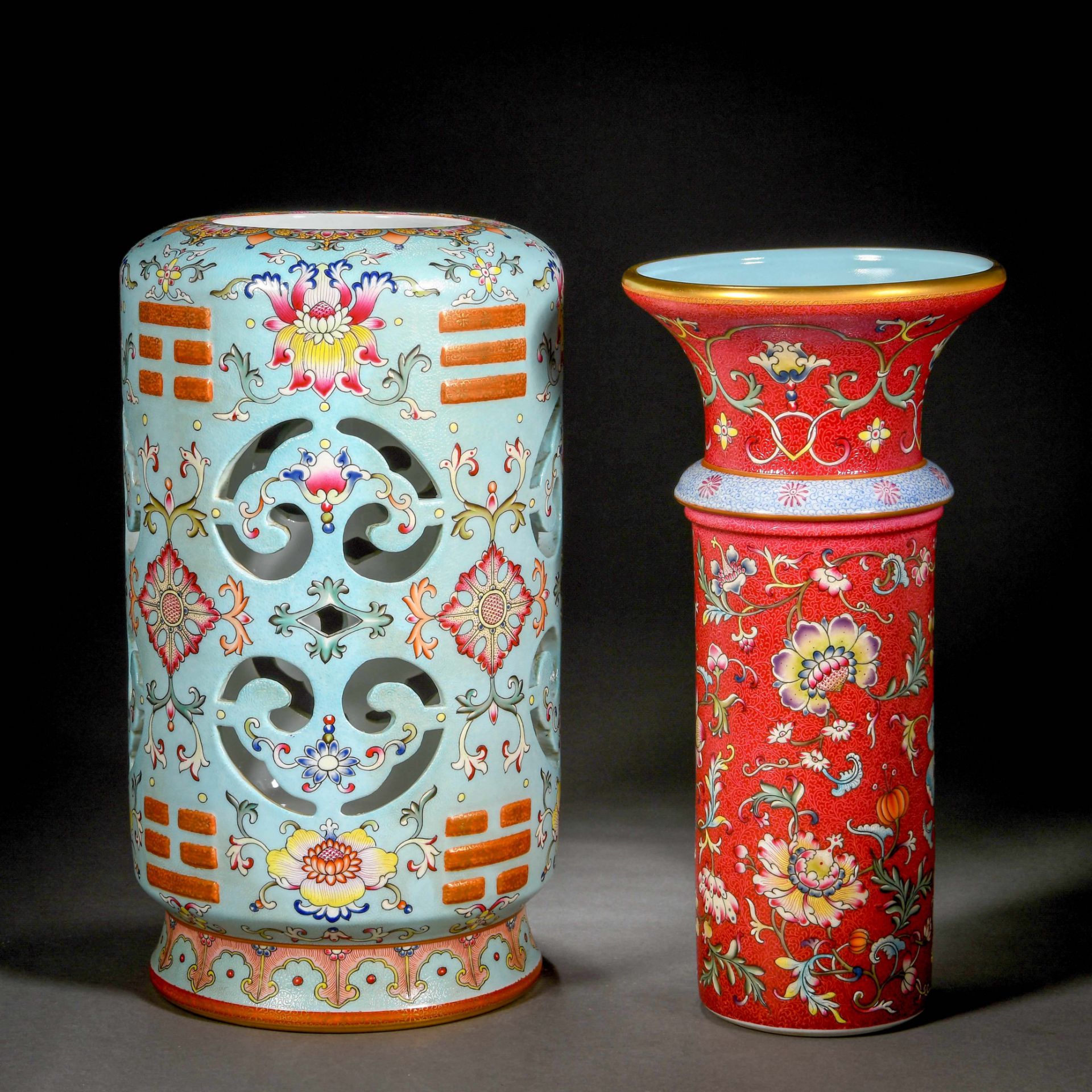 A Chinese Falangcai Glaze Mallet Vase - Bild 8 aus 13