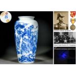 A Chinese Blue And White Eight Immortals Sleeve Vase