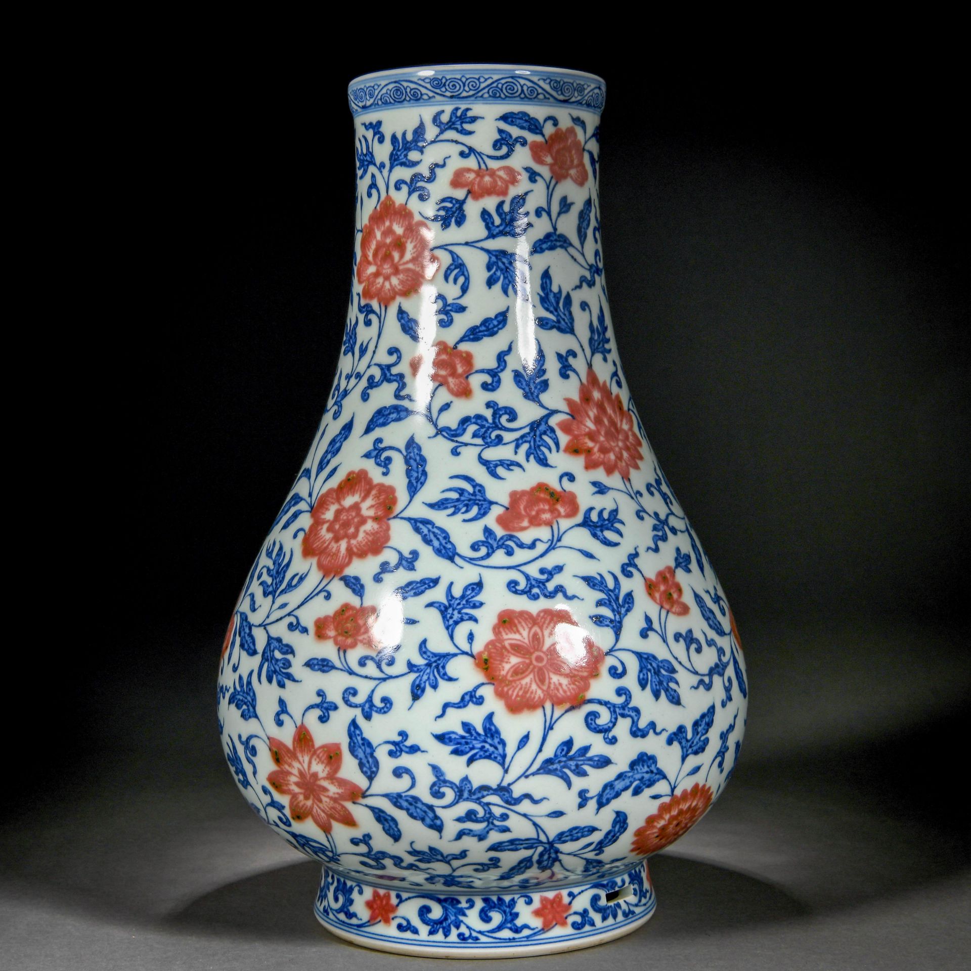 A Chinese Underglaze Blue And Copper Red Peony Vase - Image 2 of 11