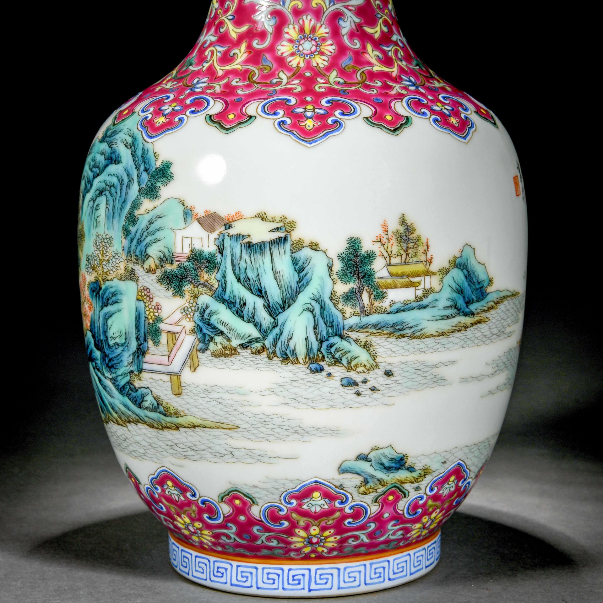 A Chinese Famille Rose Landscape Vase - Image 7 of 12