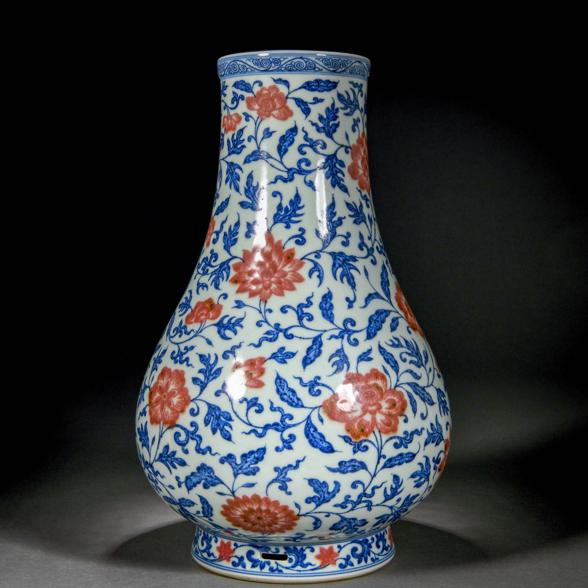A Chinese Underglaze Blue And Copper Red Peony Vase - Image 3 of 11