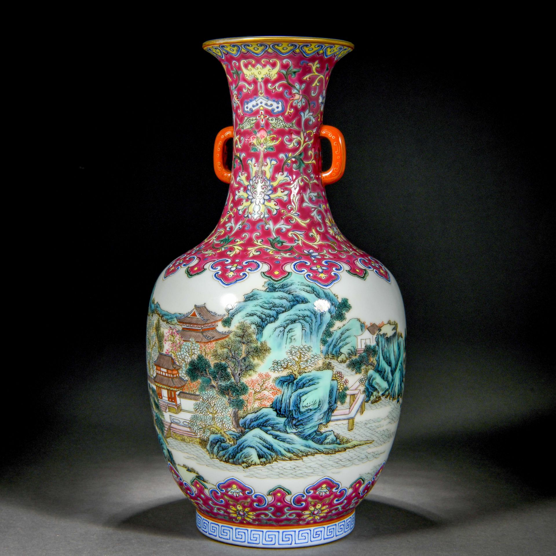 A Chinese Famille Rose Landscape Vase - Image 2 of 12