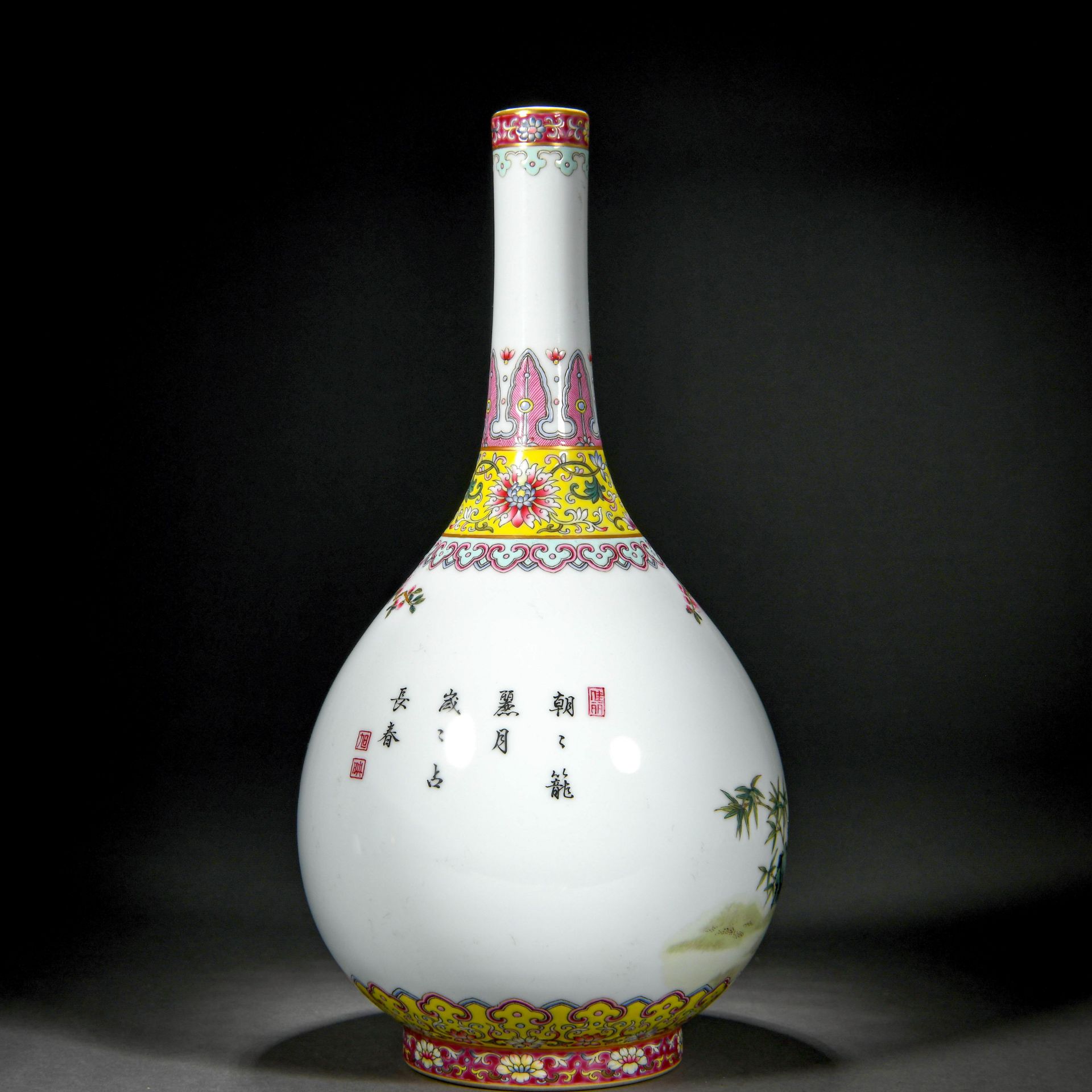 A Chinese Famille Rose Magpies Bottle Vase - Image 3 of 11