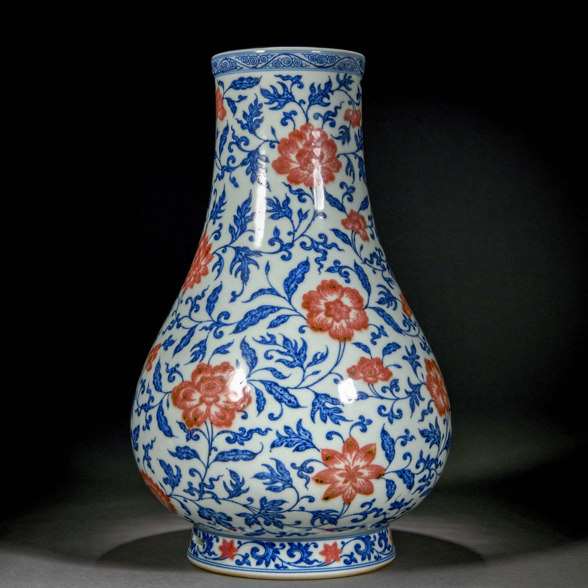 A Chinese Underglaze Blue And Copper Red Peony Vase - Image 5 of 11