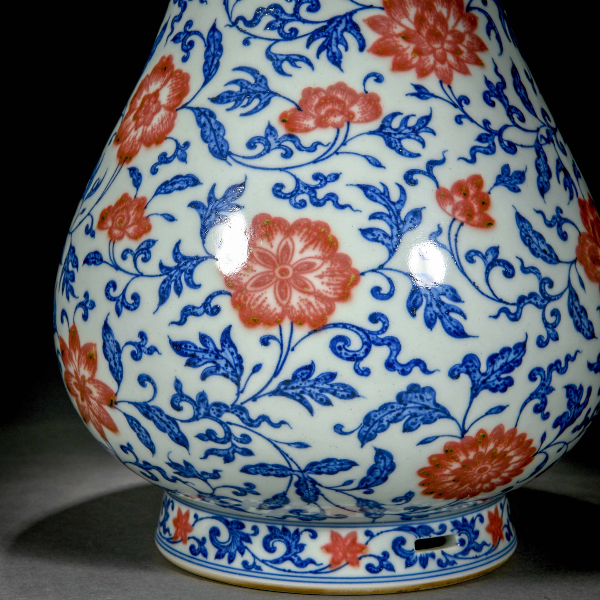 A Chinese Underglaze Blue And Copper Red Peony Vase - Image 7 of 11