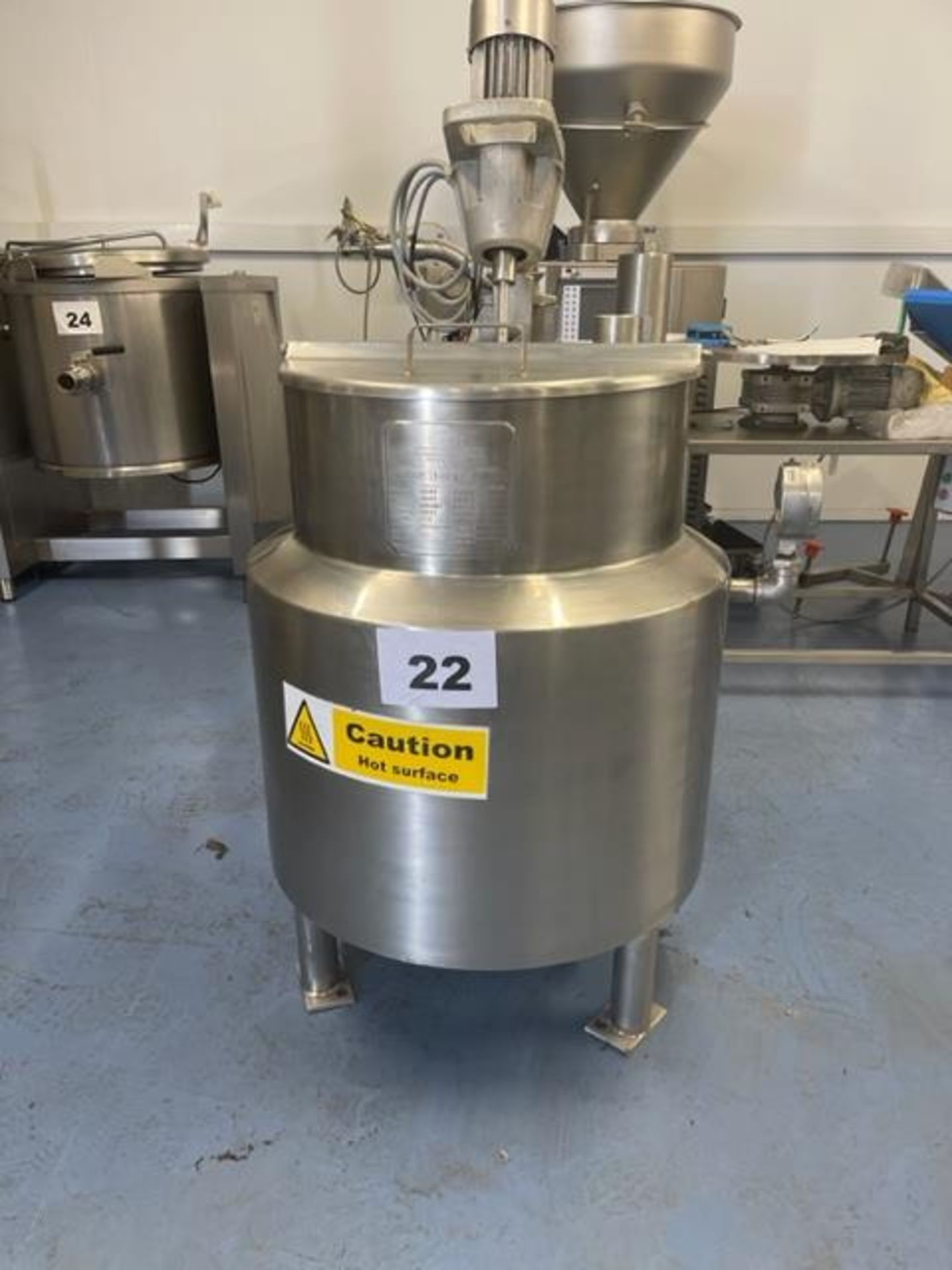 S/S GIUSTI 100 LITRE JACKETED VESSEL.