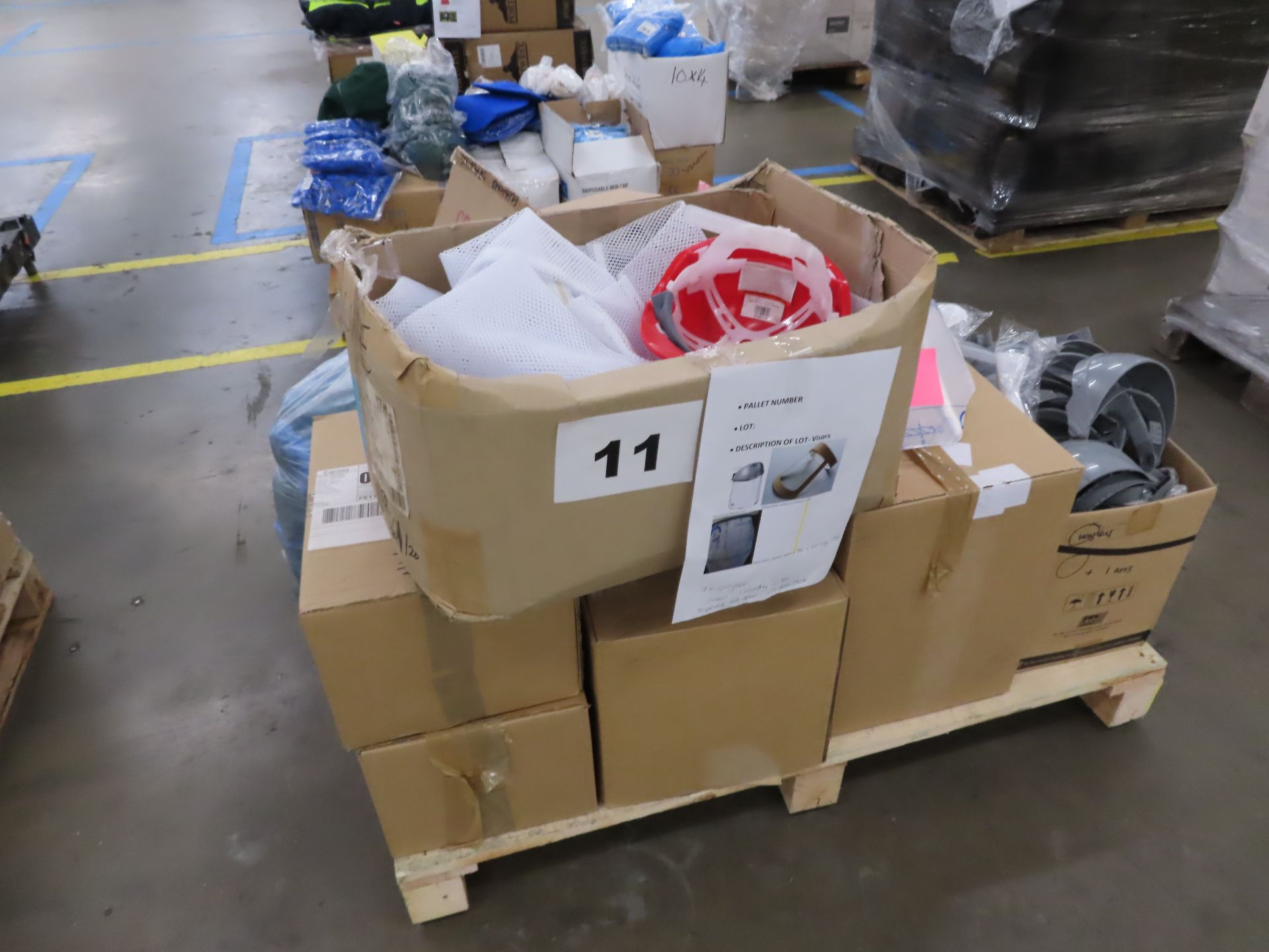 PALLET CONTAINING VARIOUS PPE EQUIPMENT.