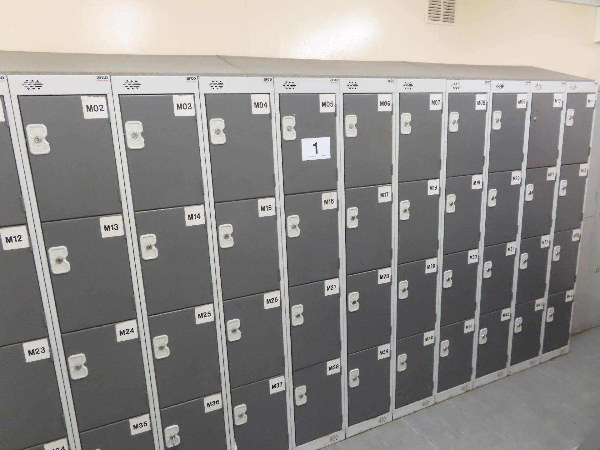 11 X BANKS OF LOCKERS WITH KEYS