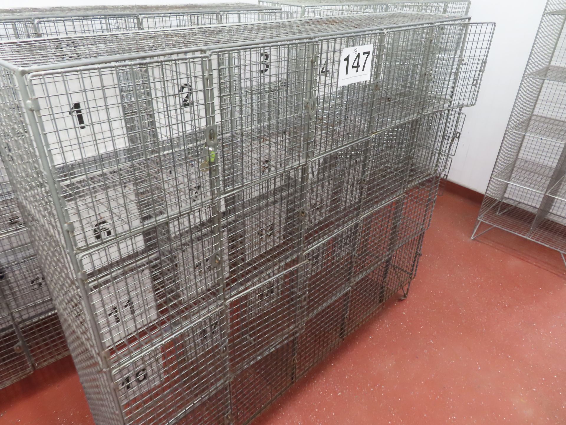 3 X METAL CAGED STORAGE UNITS.