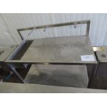 S/S TABLE WITH 2 KNIFE STERILISERS AND SMALL SINK UNIT.
