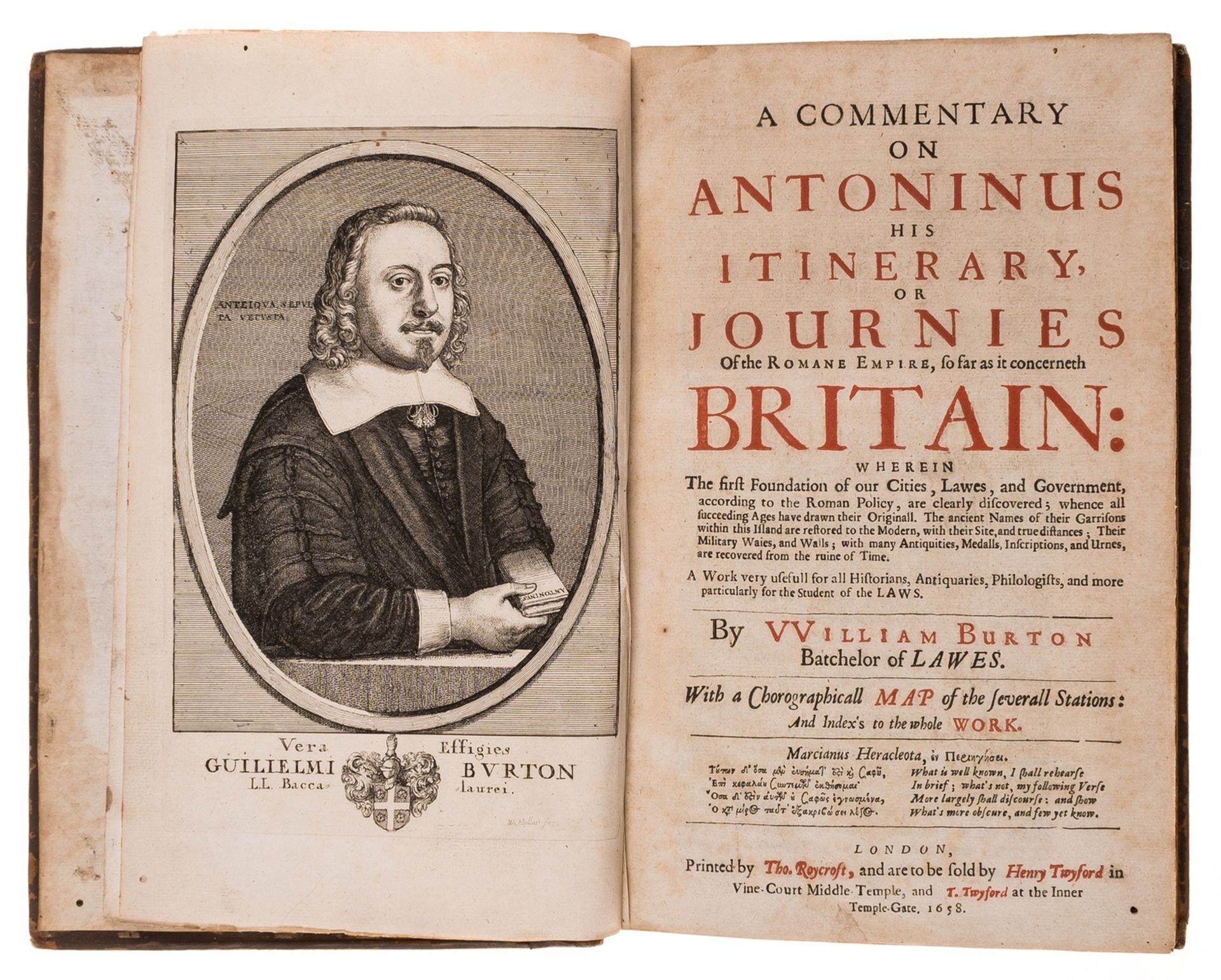 Britain.- Burton (William) A Commentary on Antoninus his Itinerary, or Journals of the Roman …