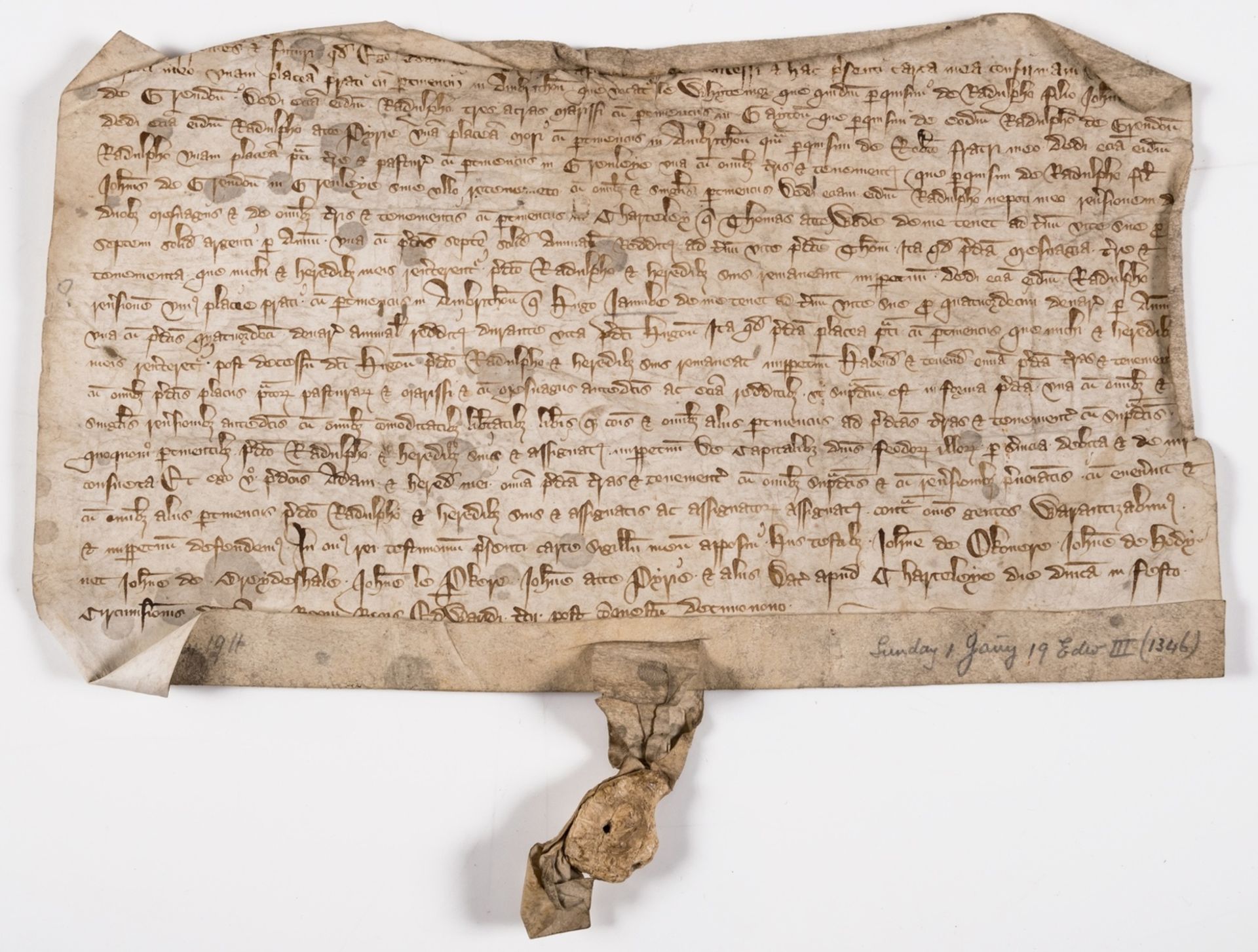 Staffordshire- Charter, grant by William de la Pirie has granted to his grandson Ralph son of John …