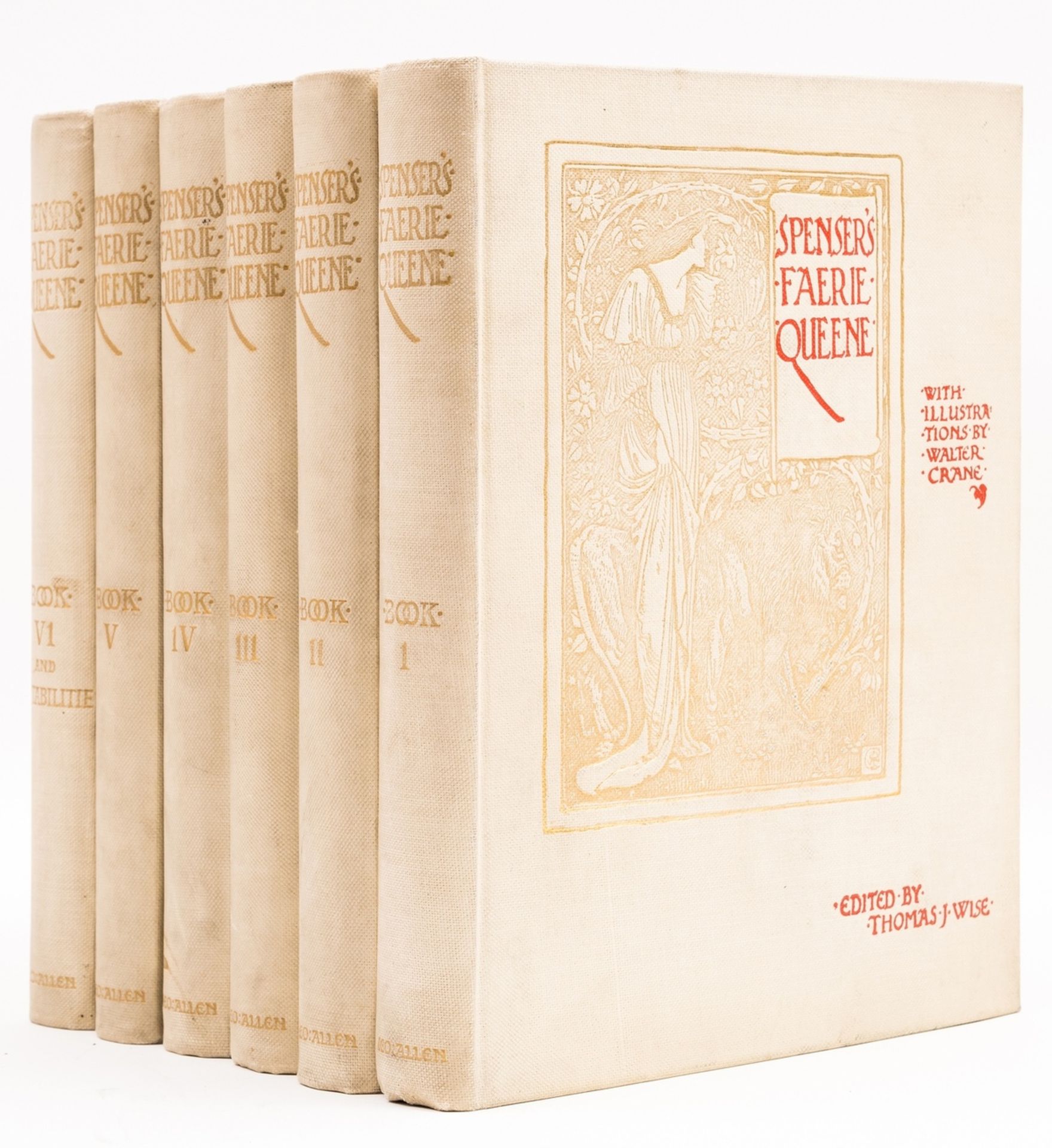 Crane (Walter).- Spenser (Edmund) The Faerie Queene, edited by Thomas J. Wise, 6 vol., one of …