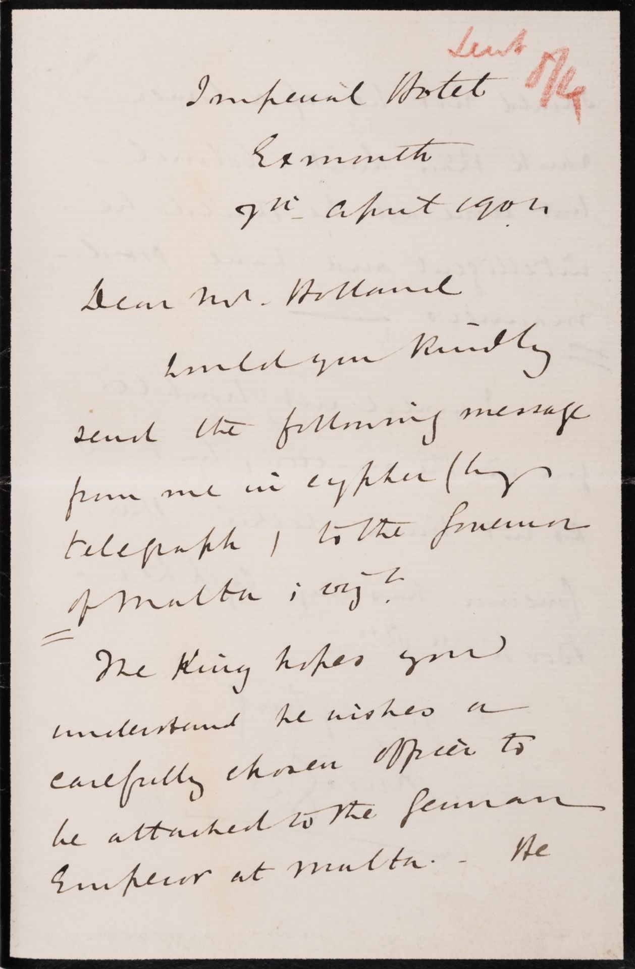 Edward VII.- Knollys (Francis, first Viscount Knollys) 6 Autograph Letters signed "Knollys" to …